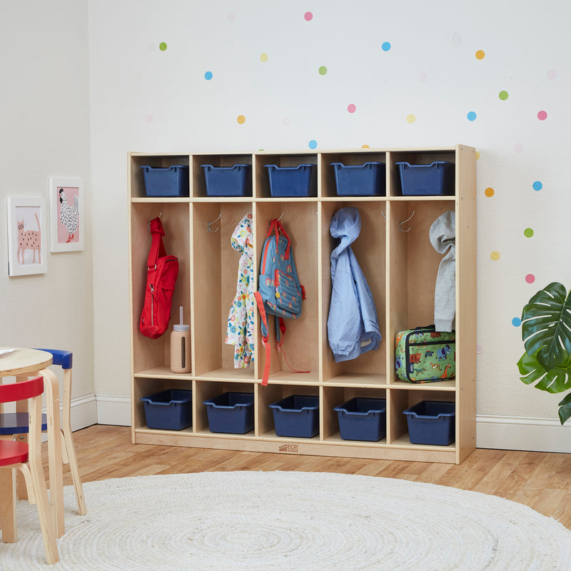 5-Section Coat Locker with 10 Scoop Front Storage Bins