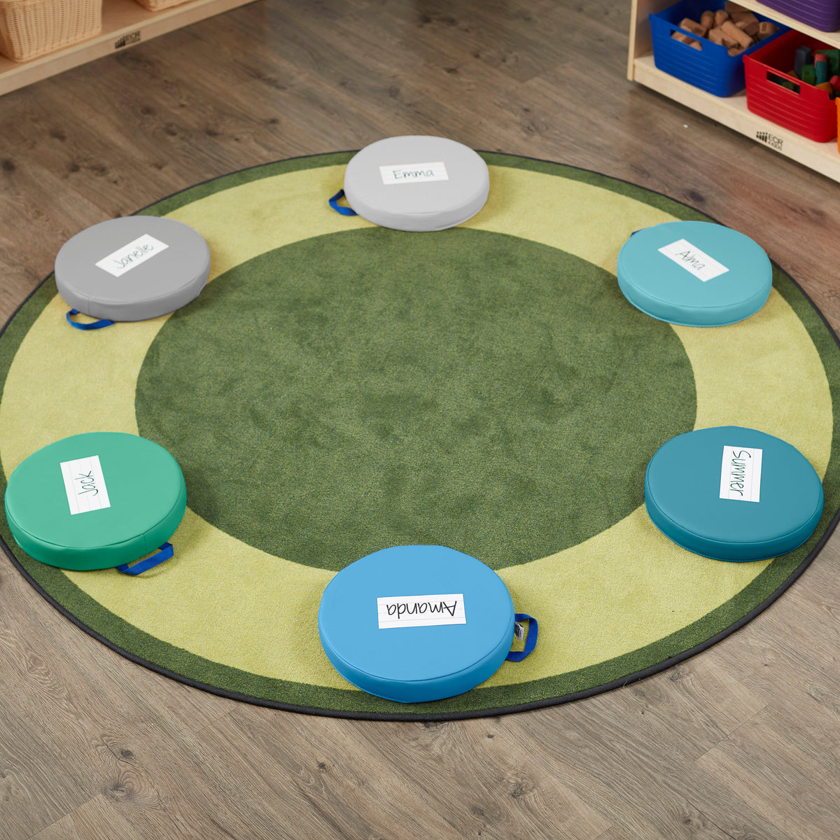Round Floor Cushions with Handles, 6-Piece