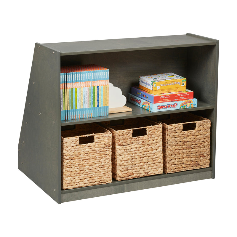 Double-Sided Mobile Book Display with Storage, Classroom Bookshelf