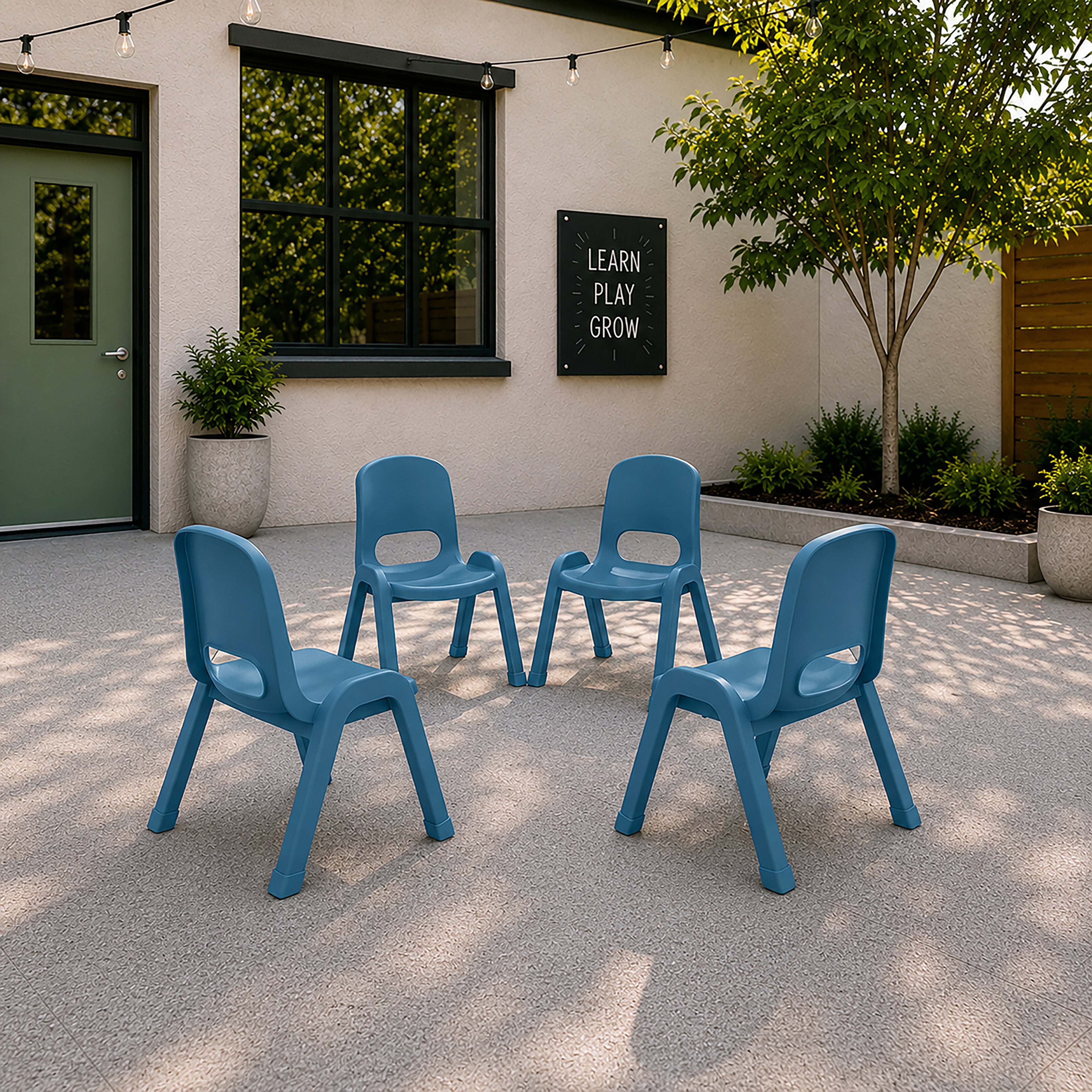 SitRight Plastic Stackable Chair, 11in Seat Height, 4-Pack