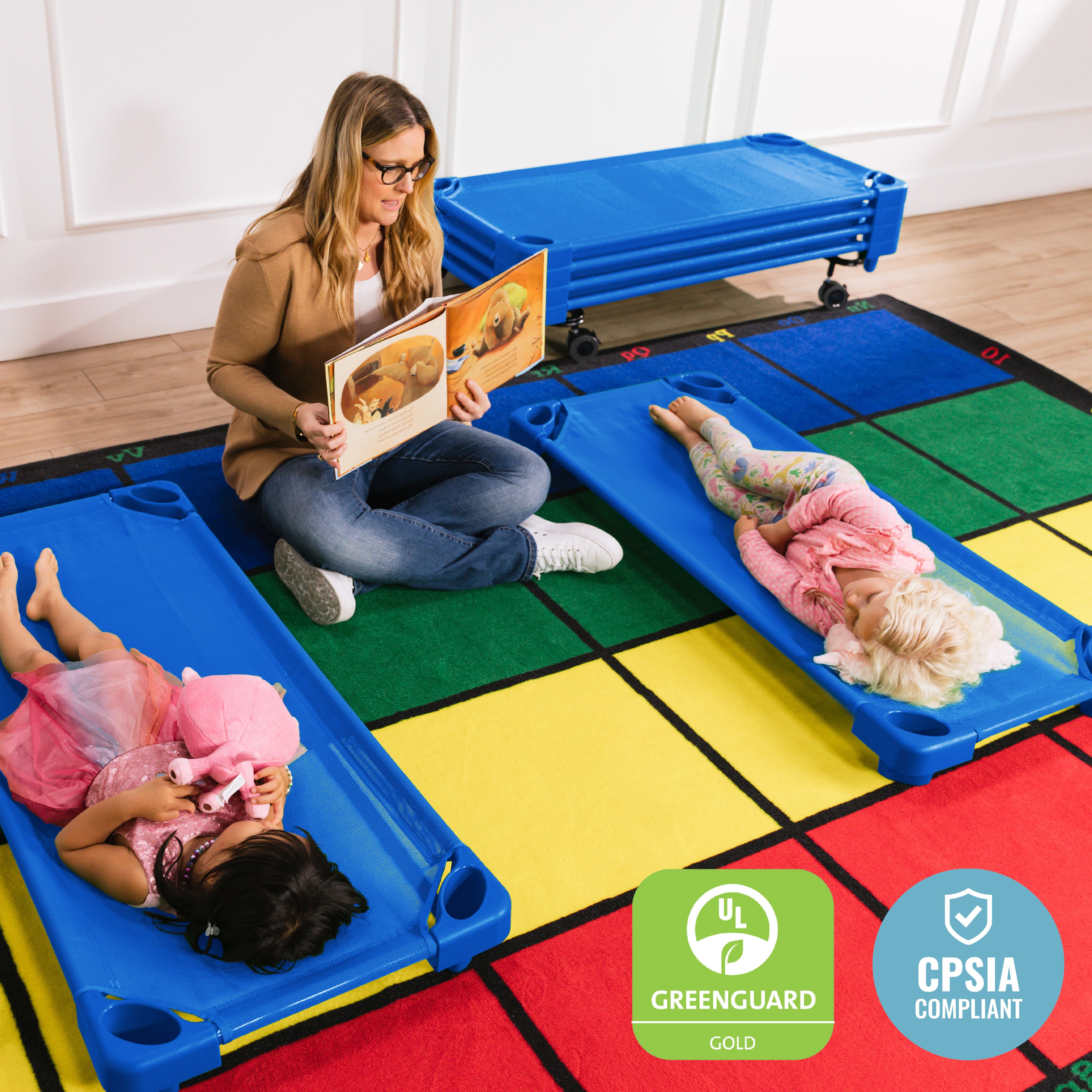 Stackable Kiddie Cots with Trolley, RTA, Standard, 6-Pack