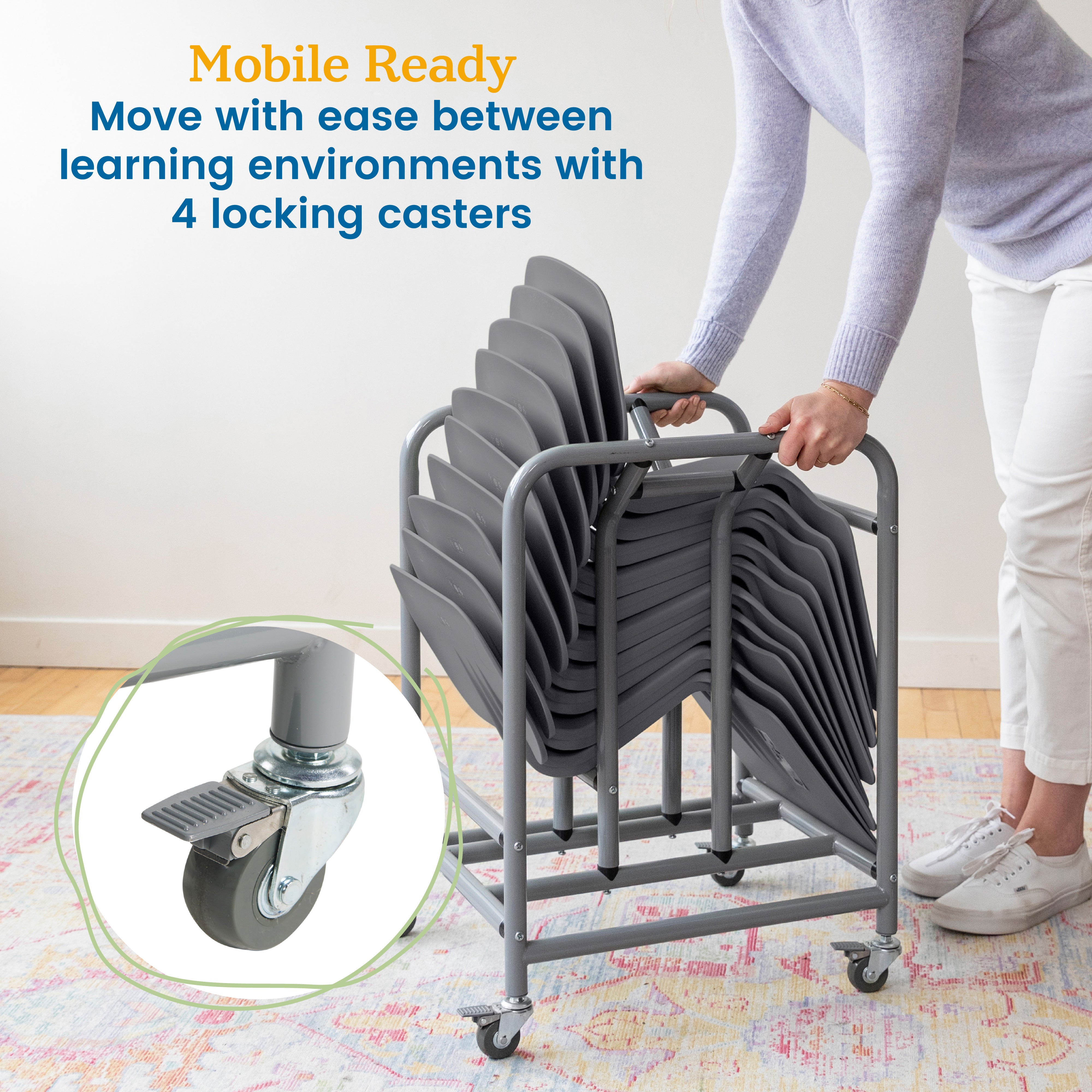 The Surf Storage Rack, Stores 10 Portable Lap Desks, Cart with Rolling and Locking Casters