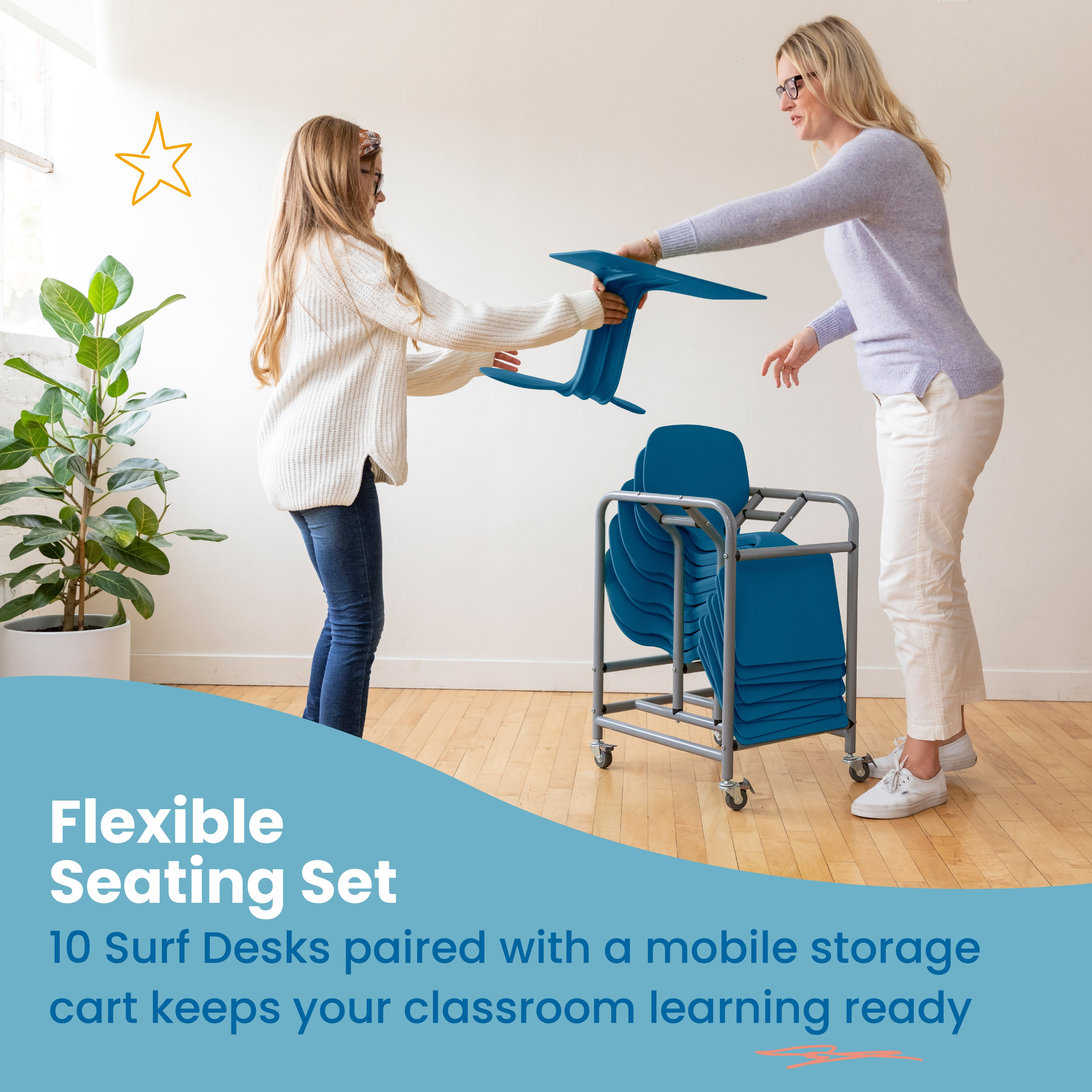 The Surf Portable Lap Desk with Mobile Storage Cart, 10-Pack