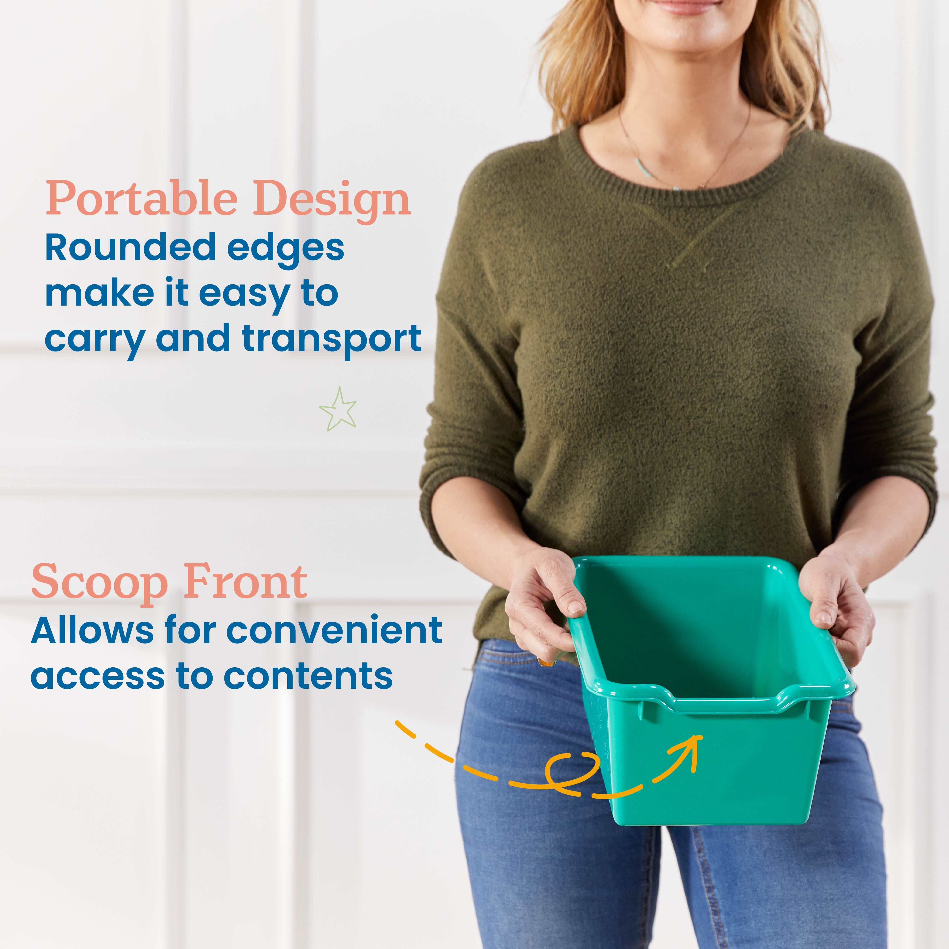 Streamline 25 Cubby Tray Cabinet with 25 Scoop Front Storage Bins, 5x5, Natural