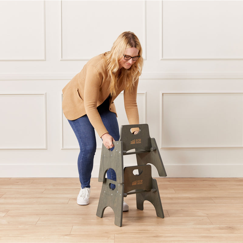 Stackable Wooden Toddler Chair, 8in, Kids Furniture, 2-Pack