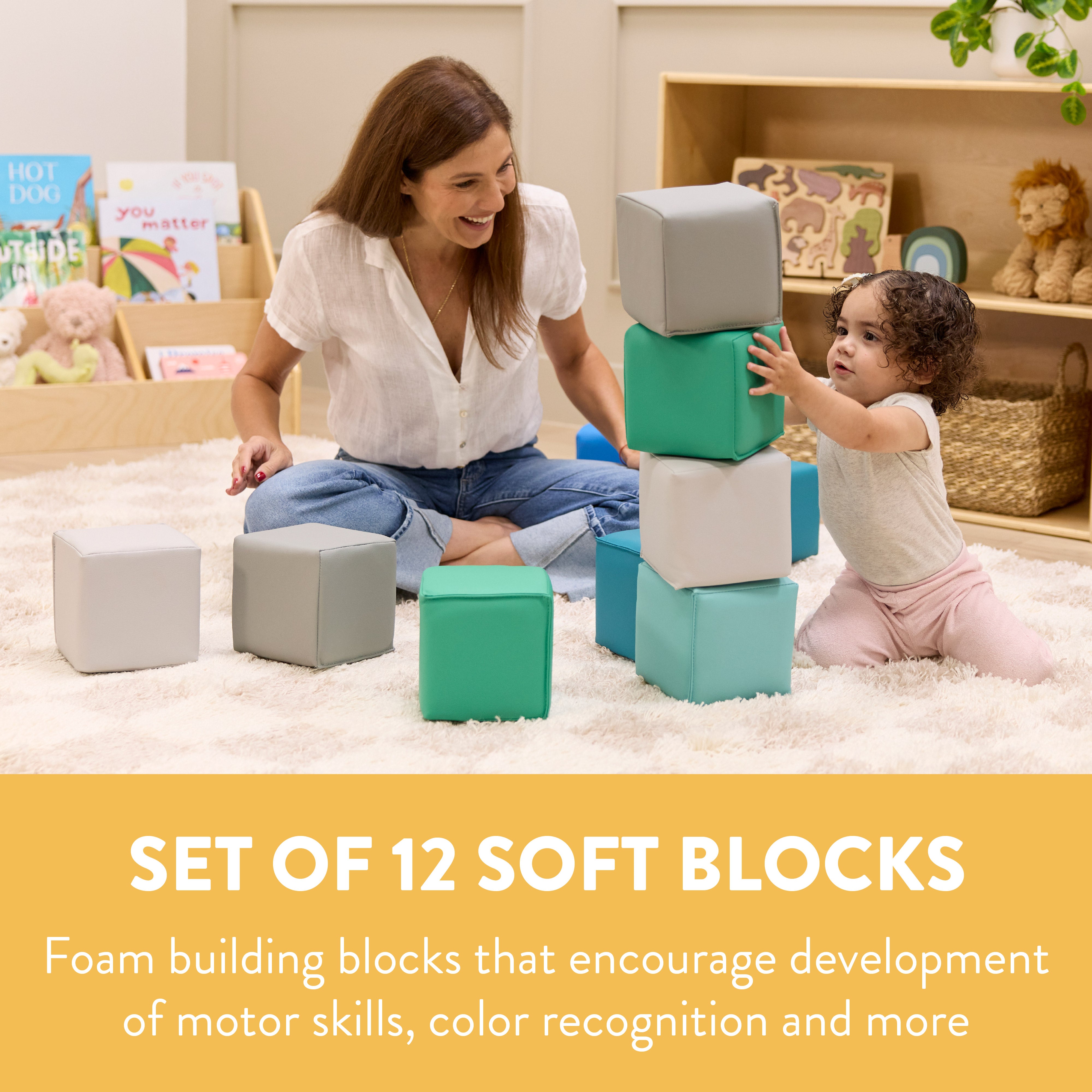 Mosaic Toddler Foam Building Blocks, 12-Piece