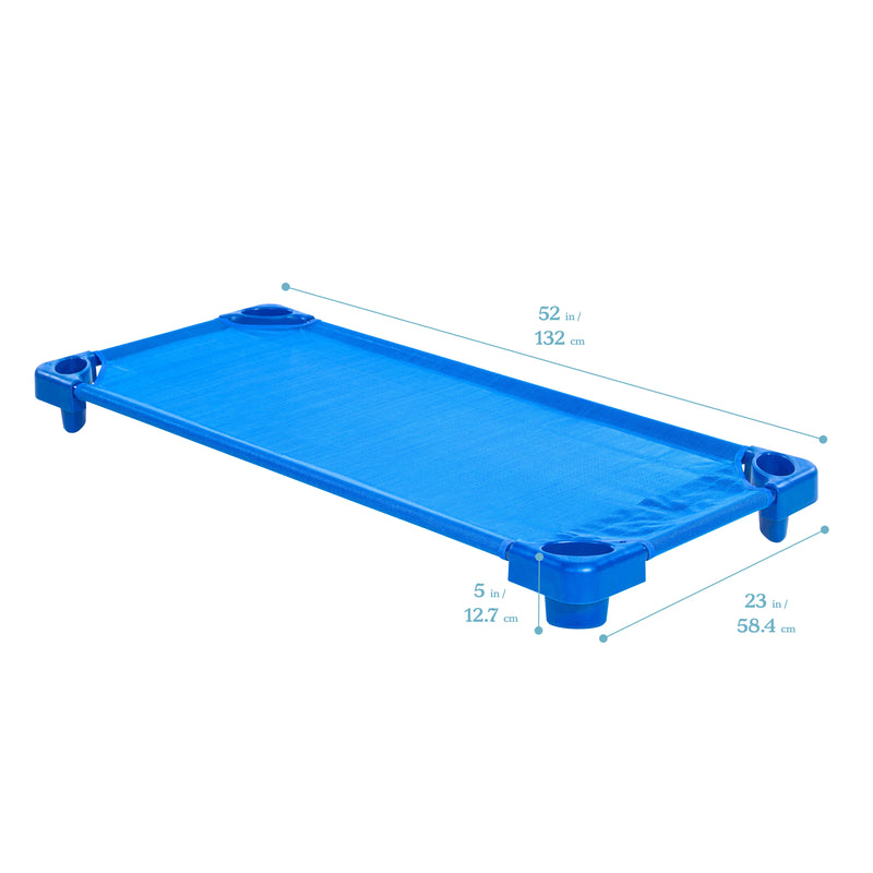 ECR4Kids Stackable Kiddie Cot, Children’s Naptime Cot, Ready-to-Assemble, 6-Pack - Blue