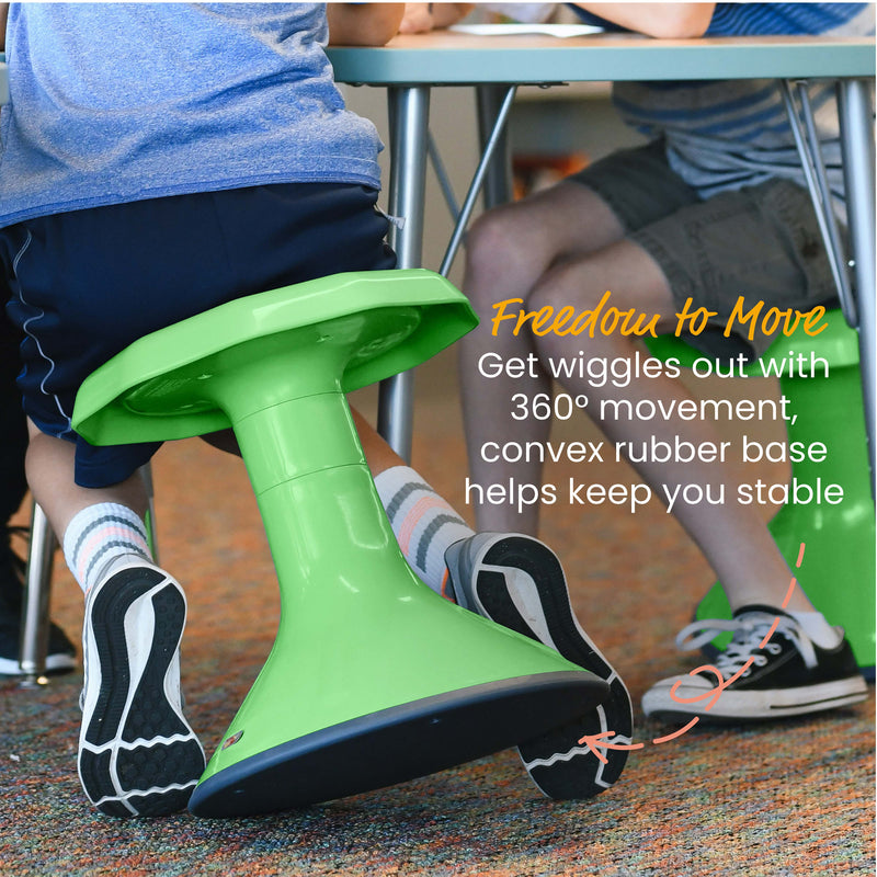 ACE Wobble Stool, Portable Flexible Seating, 12in Seat Height - Grassy Green
