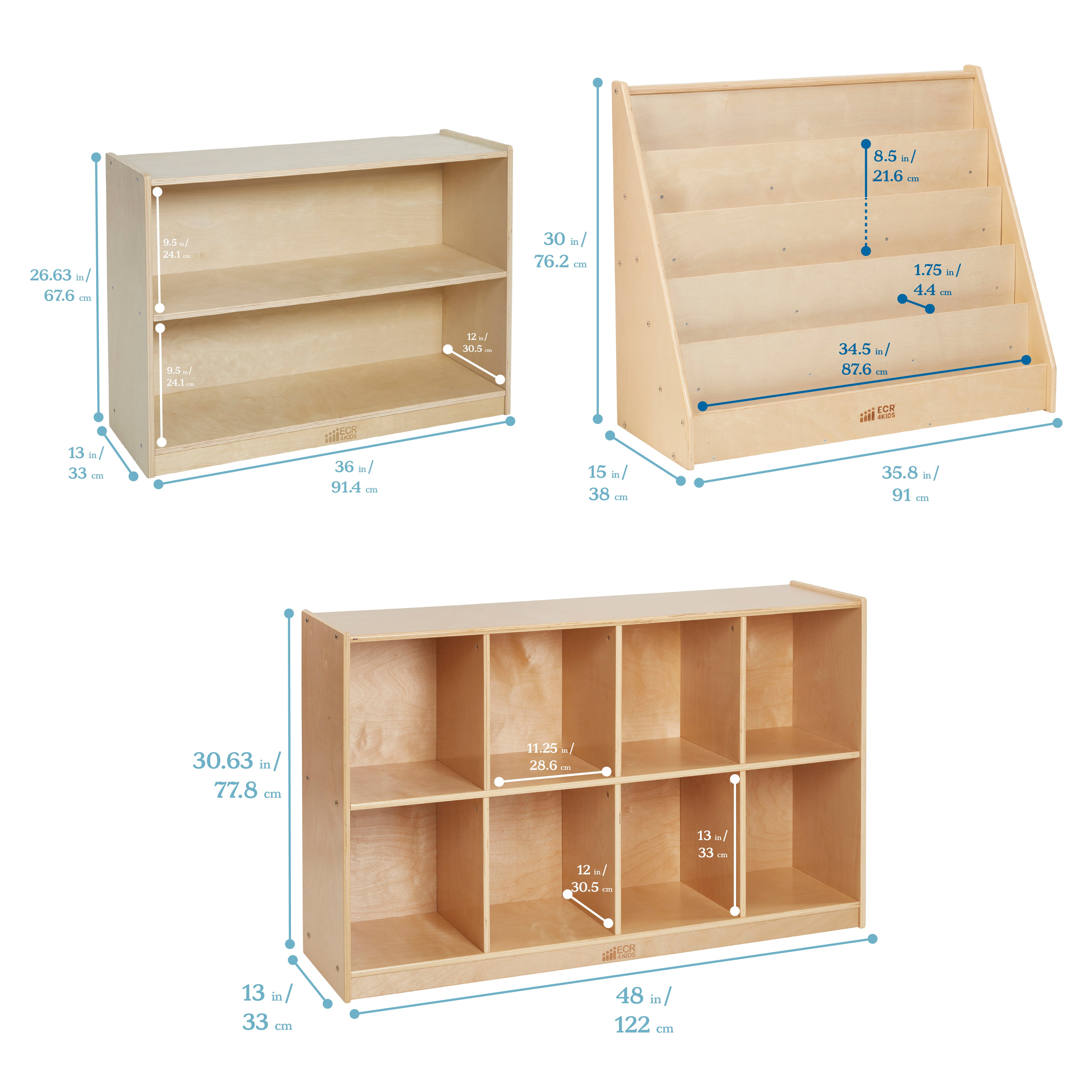 Preschool Classroom Organization Package with Book Display, Backpack Organizer and Storage Cabinet