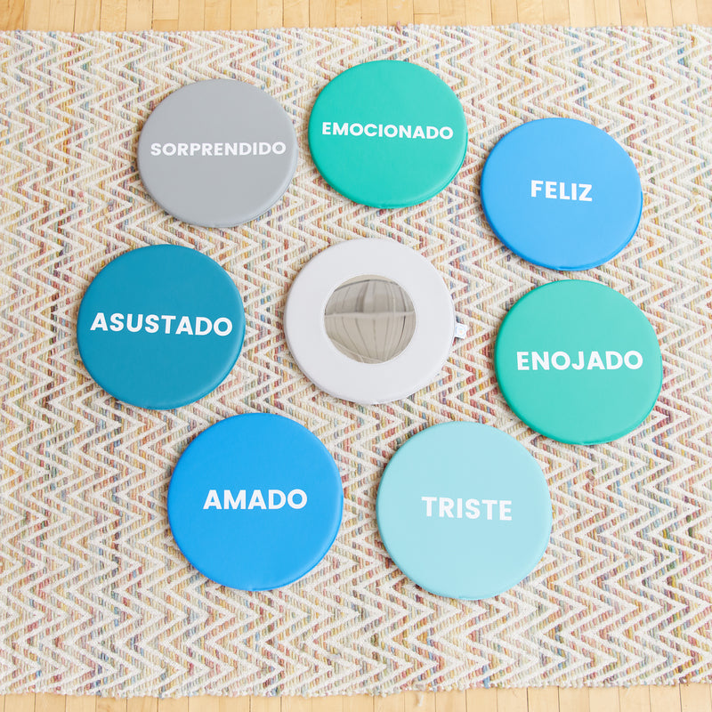 Emotion Pads with Mirror, Spanish, Expression Cushions, 8-Piece