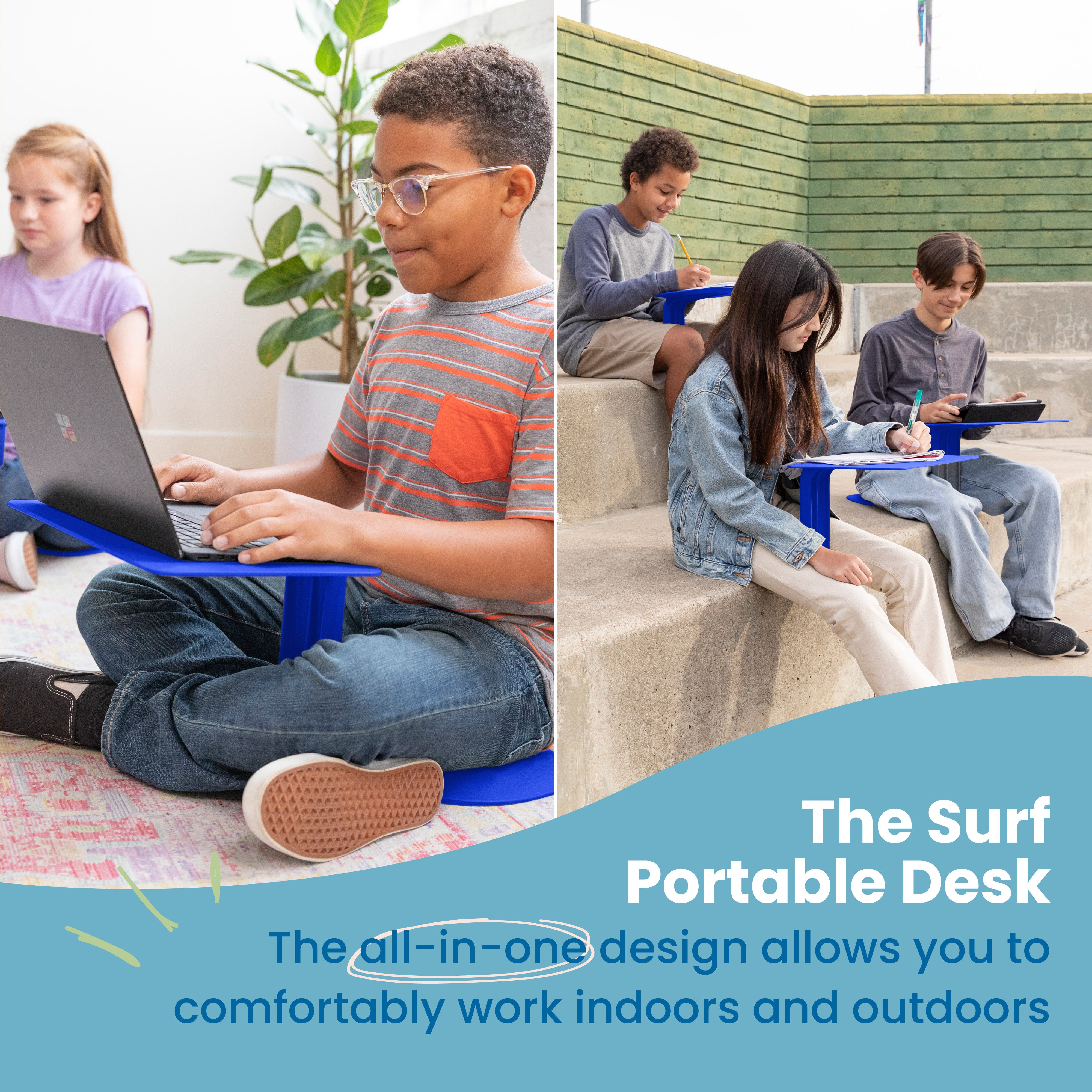 The Surf Indoor/Outdoor Portable Desk with Storage Cart, 10-Pack