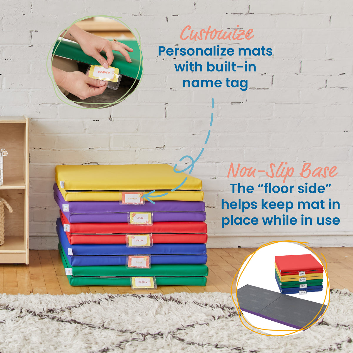 Rest Mat Cart with 25  Folding Rainbow Rest Mats