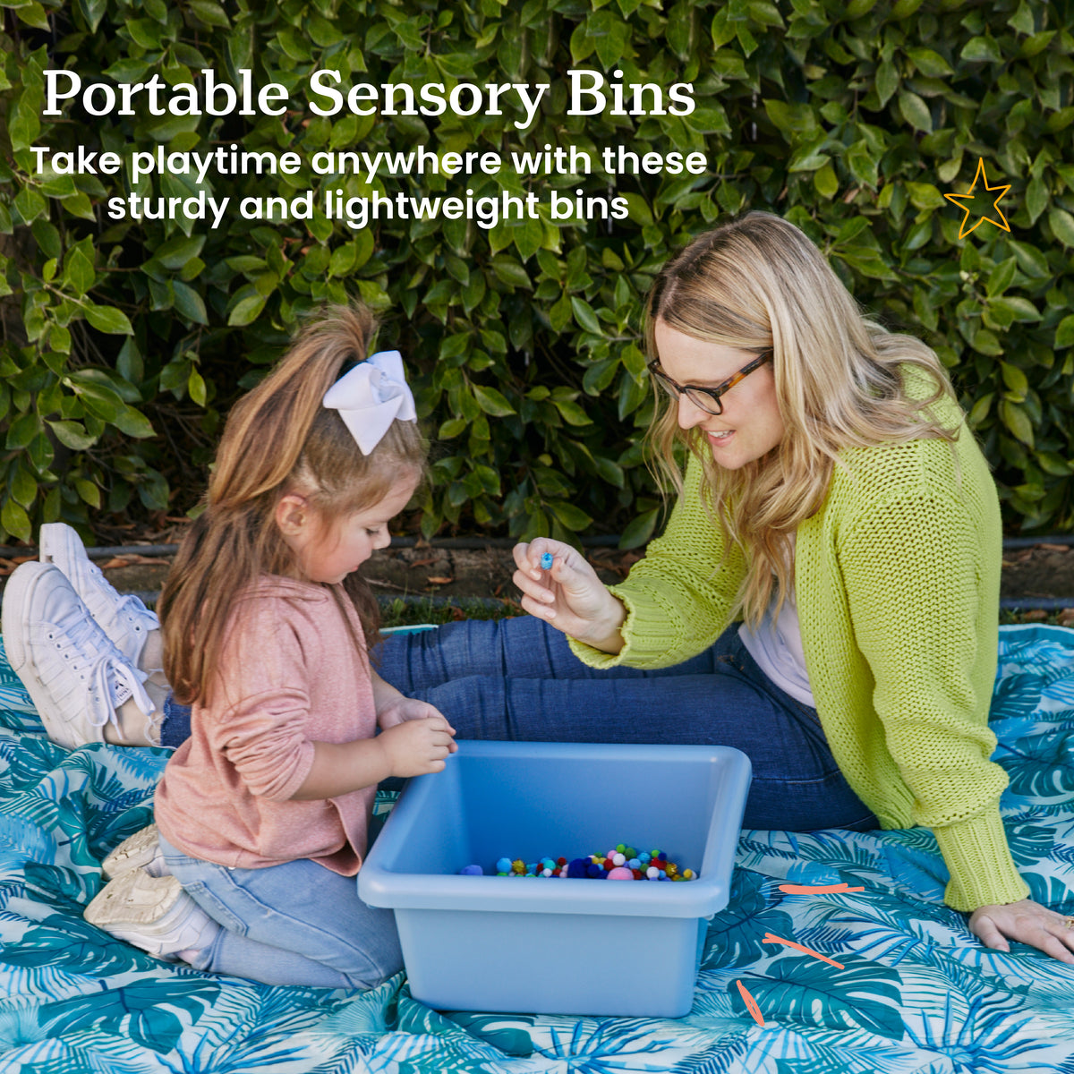 Stackable Square Bins with Non-Snap Lids, 2-Pack