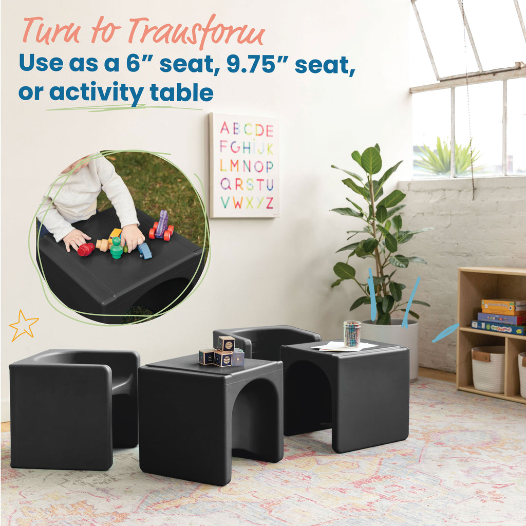 Push Cube Chair Tri-Me 3-In-1 Cube Chair, Kids Furniture