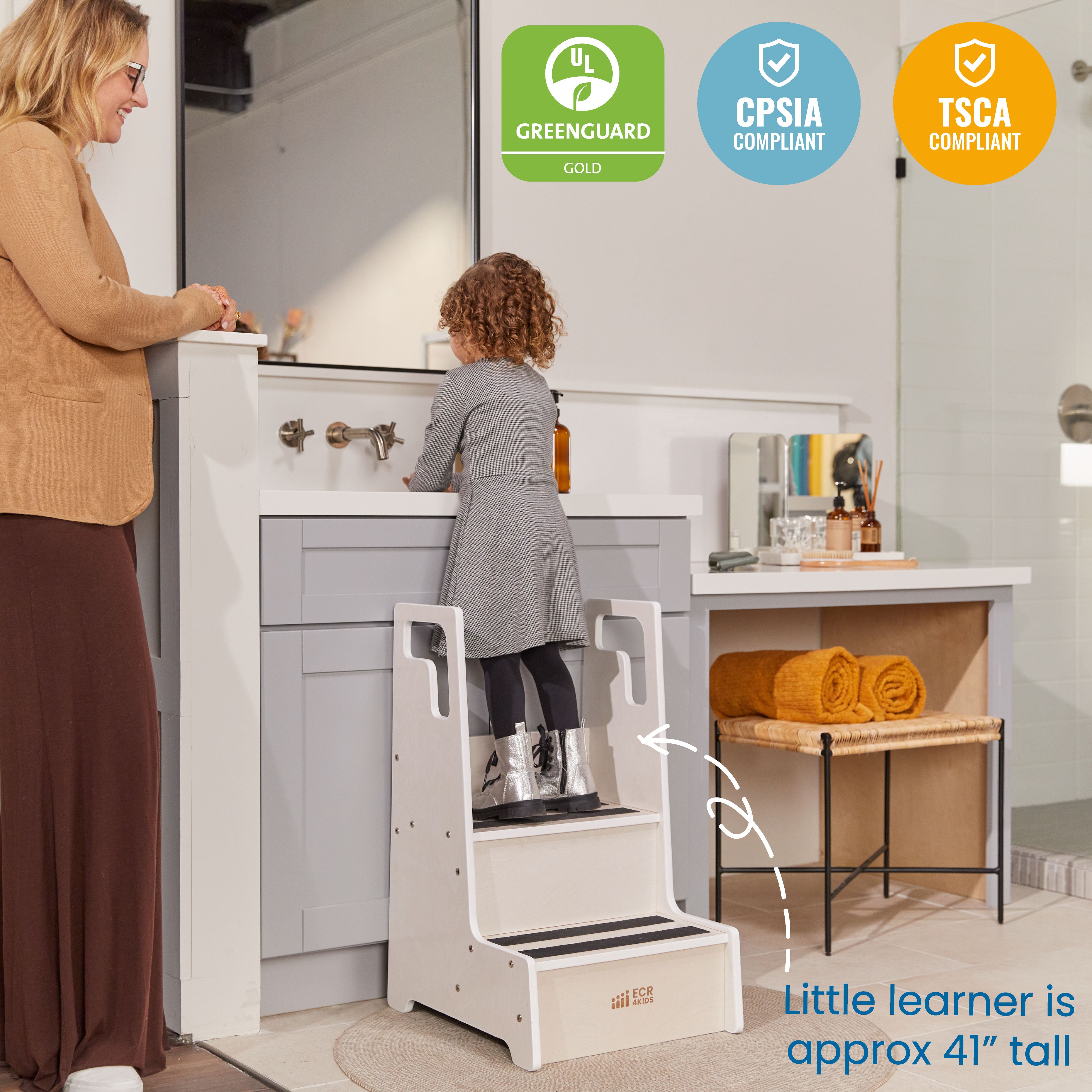 Reach-Up Step Stool with Handles, Kids Furniture