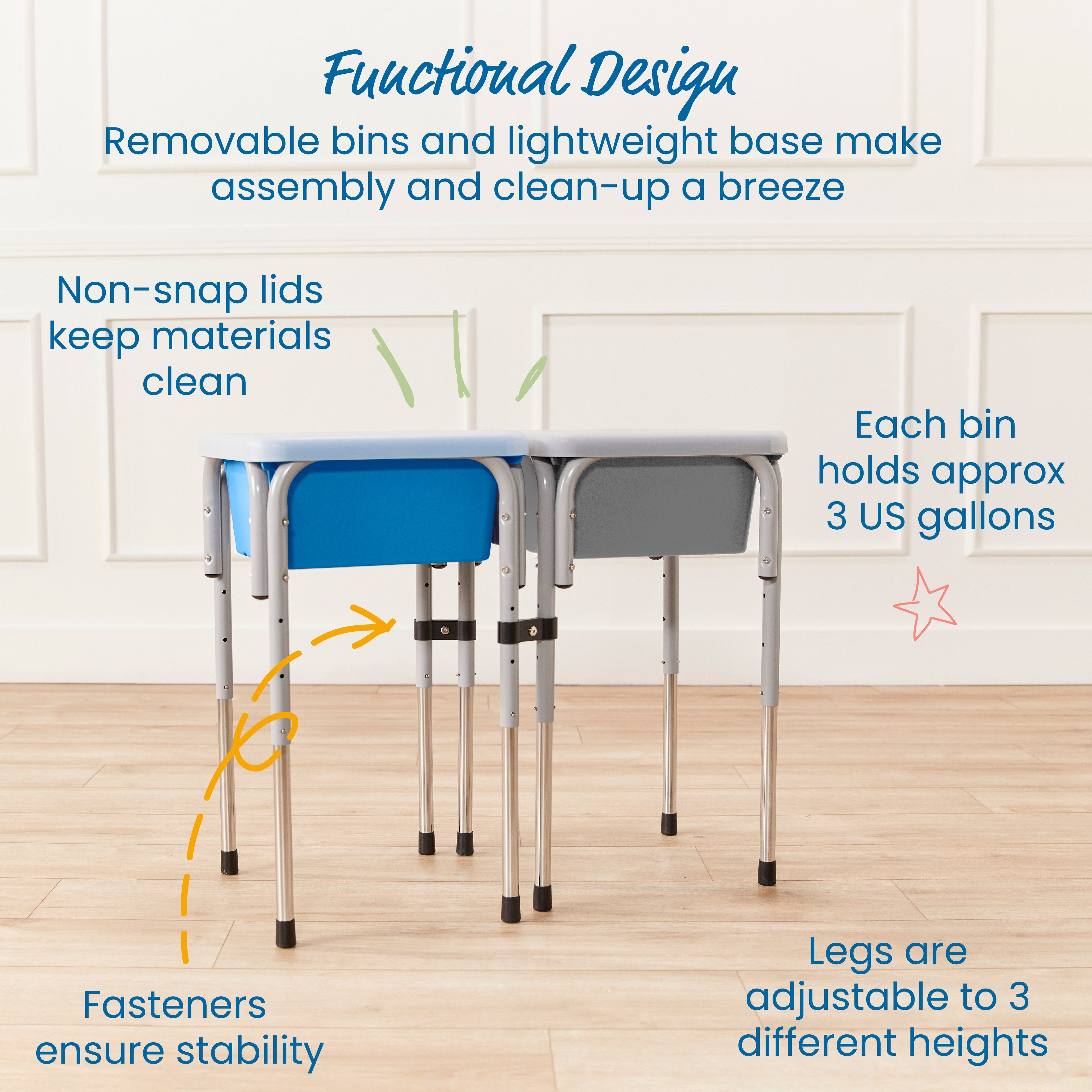 2-Station Sand and Water Adjustable Play Table, Sensory Bins
