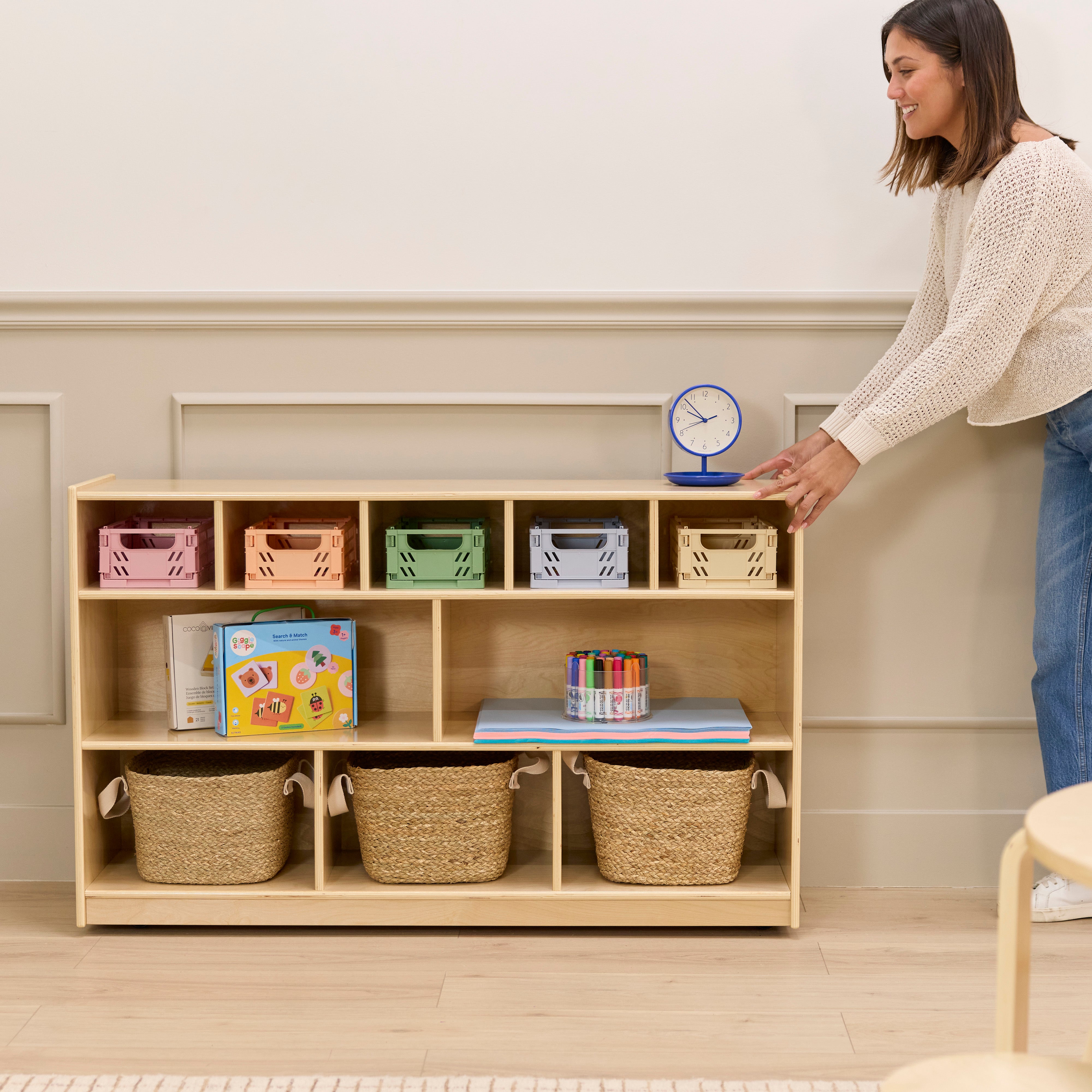 10-Compartment Mobile Cubby Storage Cabinet