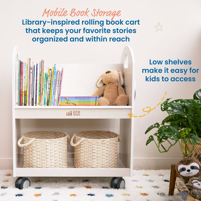 Mobile Book Cart with Countdown Timer, Classroom Bookshelf