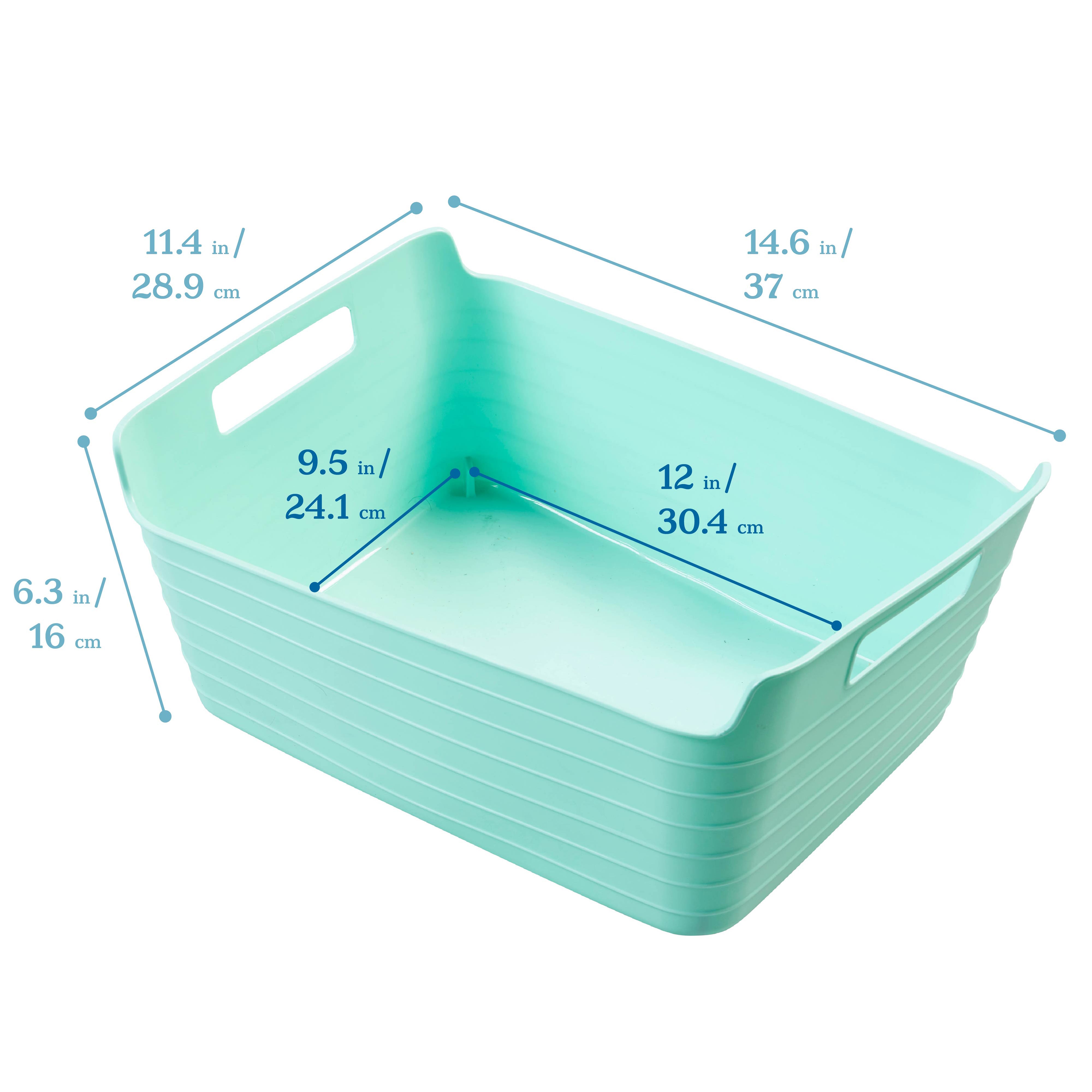 Bendi-Bins with Handles, Flexible Plastic Storage Baskets, 14.6in x 11.4in, 6-Piece
