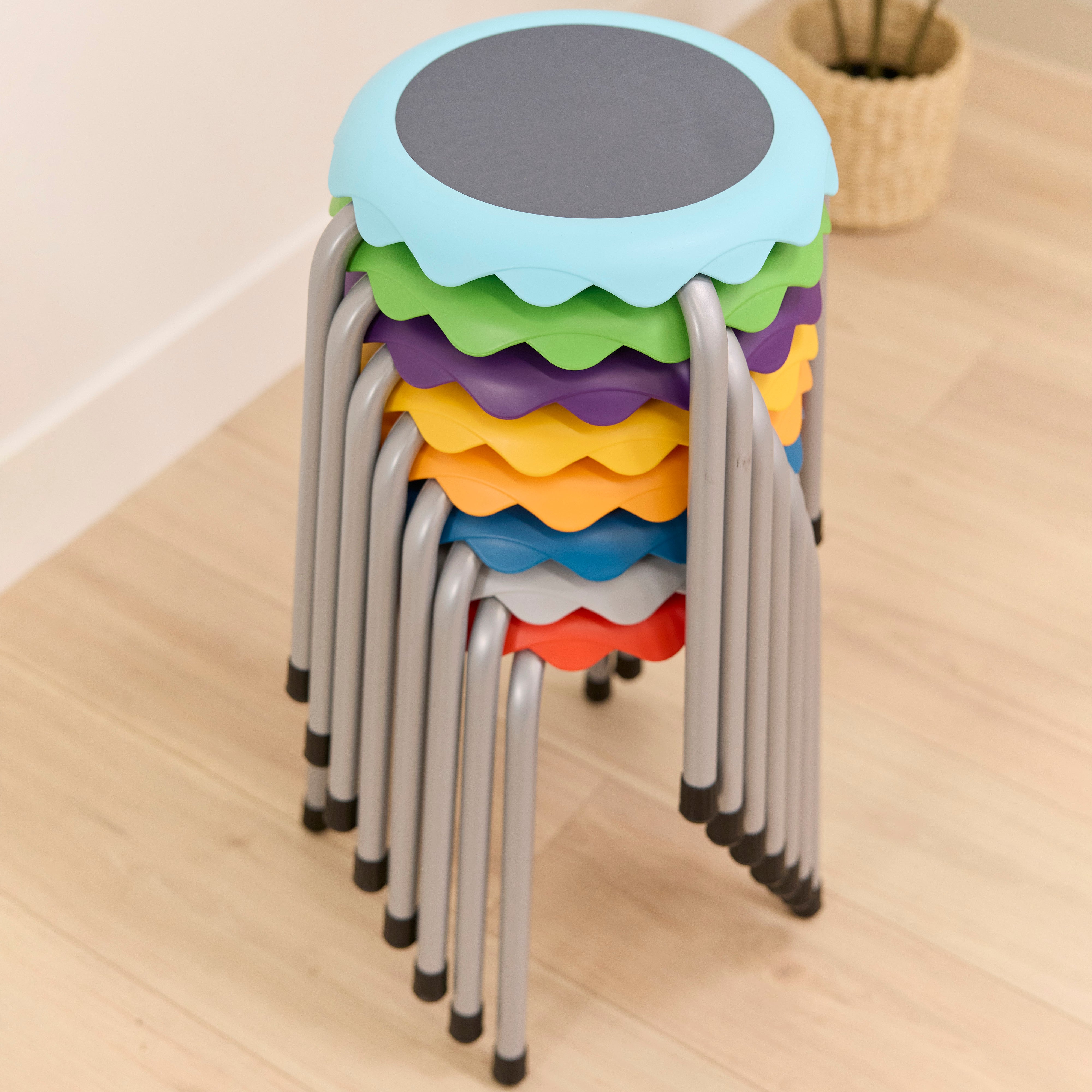 Blossom Stackable Plastic Stools, 8-Piece
