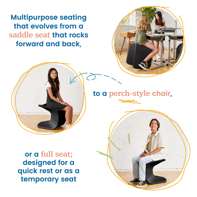 Wave Seat, Active Learning Chair, Flexible Seating, 18in - 19.6in Seat Height