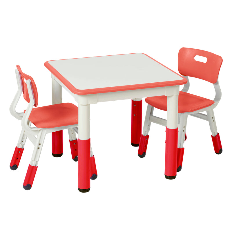 Square Dry-Erase Activity Table and 2 Adjustable Height Plastic Chairs, 3-Piece