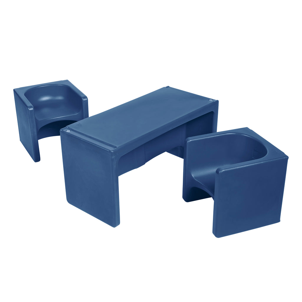 Push Cube Chair Tri-Me Table and Cube Chair Set, Multipurpose Furniture, 3-Piece