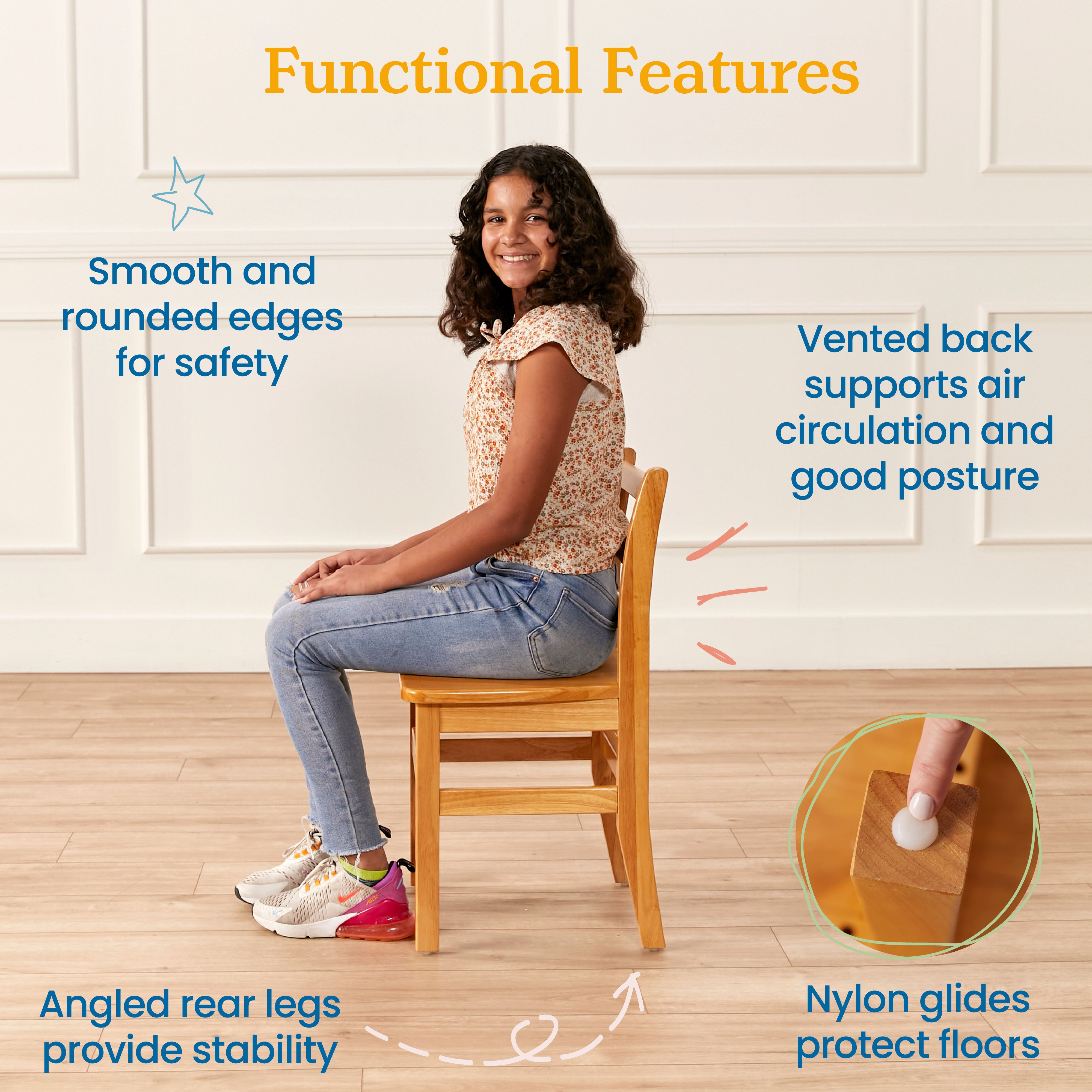 30in D Round Hardwood Table with 28in Legs and Two 16in Chairs, 3-Piece