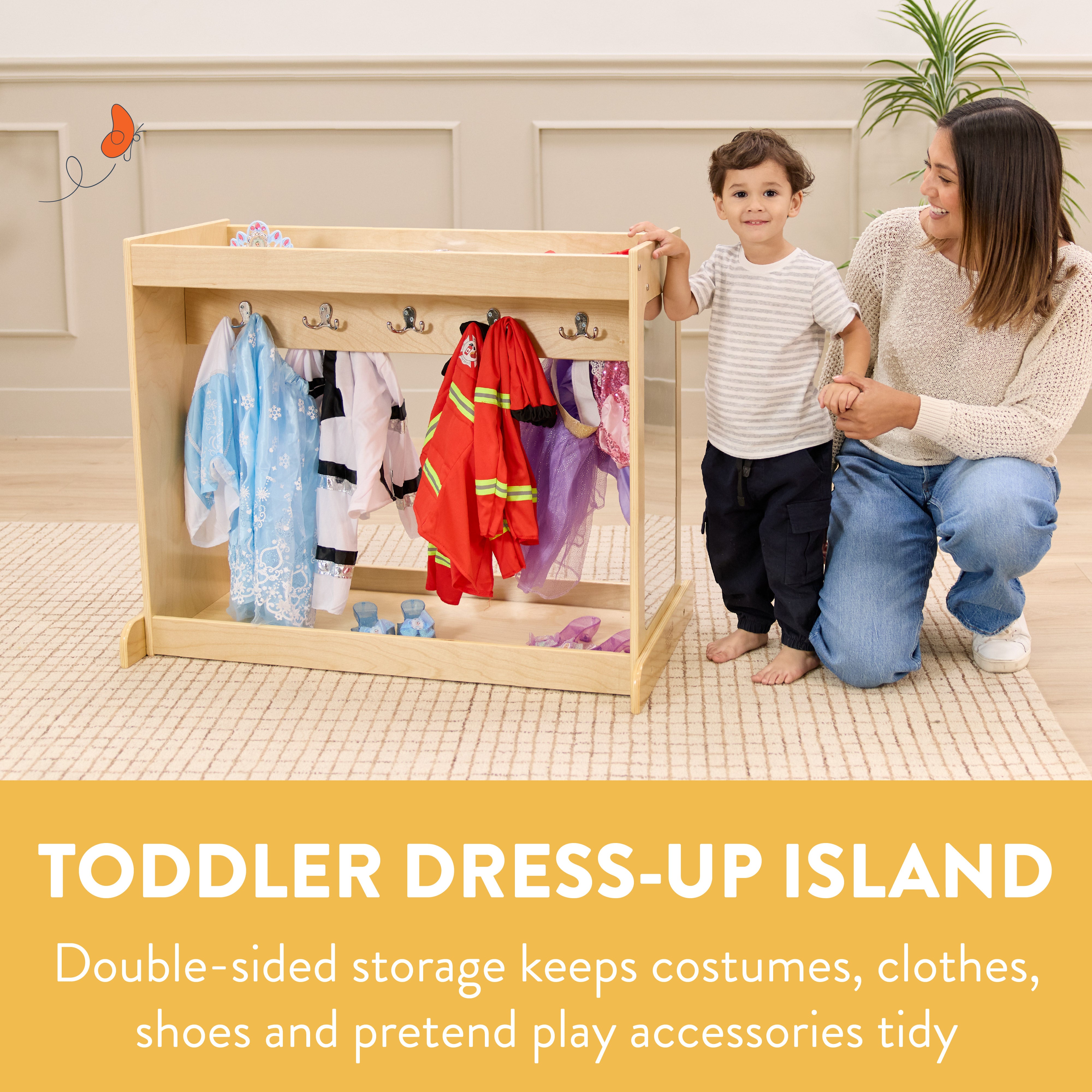 Double-Sided Toddler Dress-Up Island with Mirror