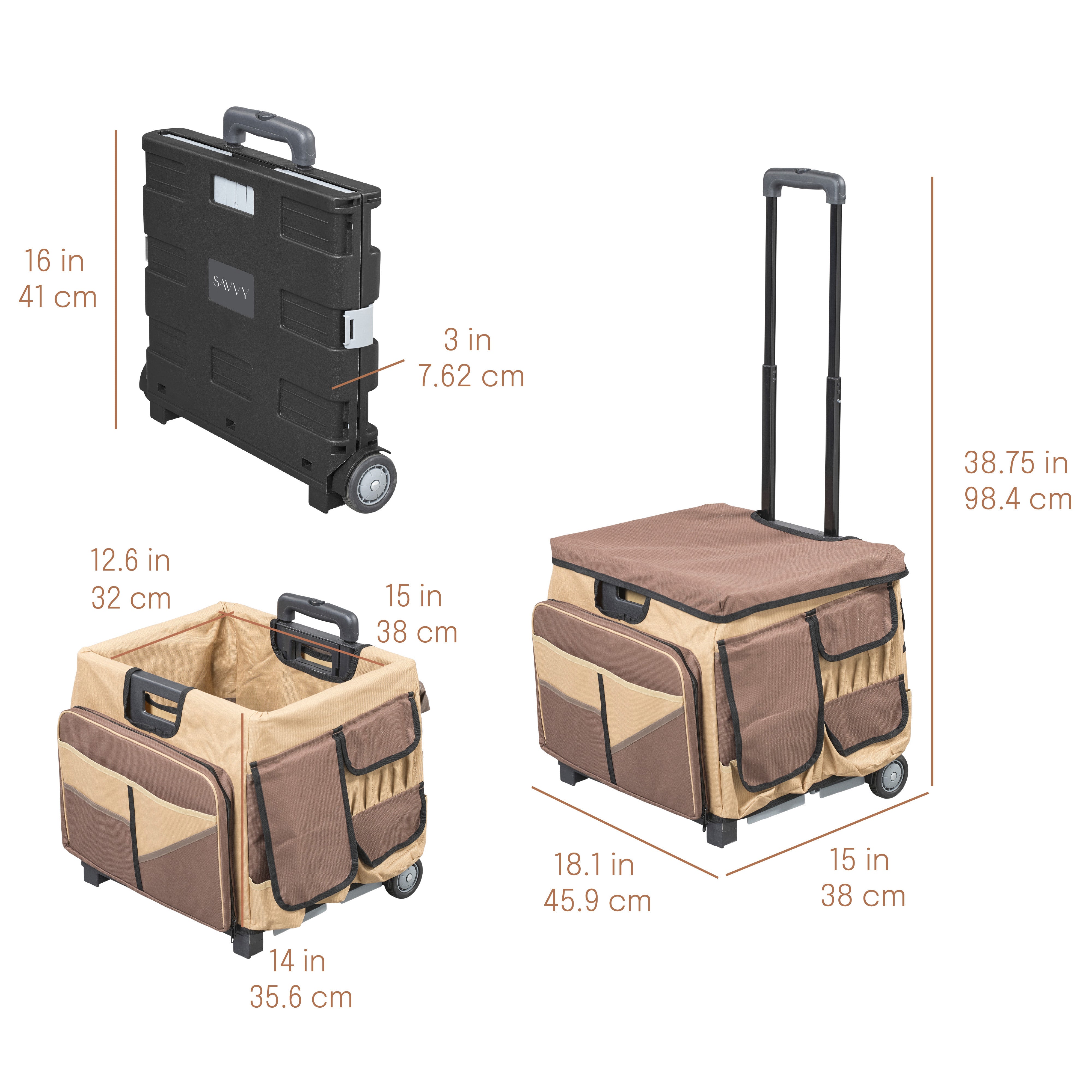 Mobile Folding Utility Cart with Canvas Storage Organizer Bag