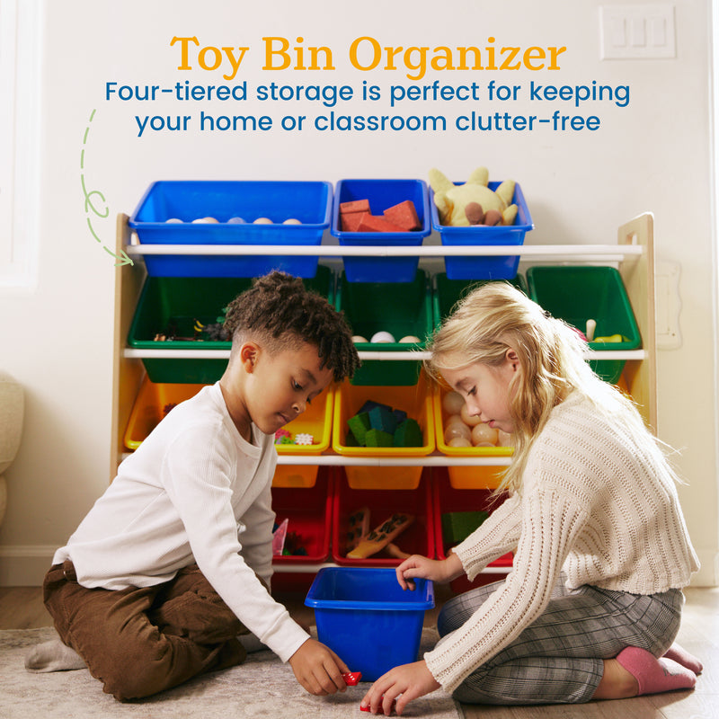 4-Tier Organizer with 16 Bins, Toy Storage