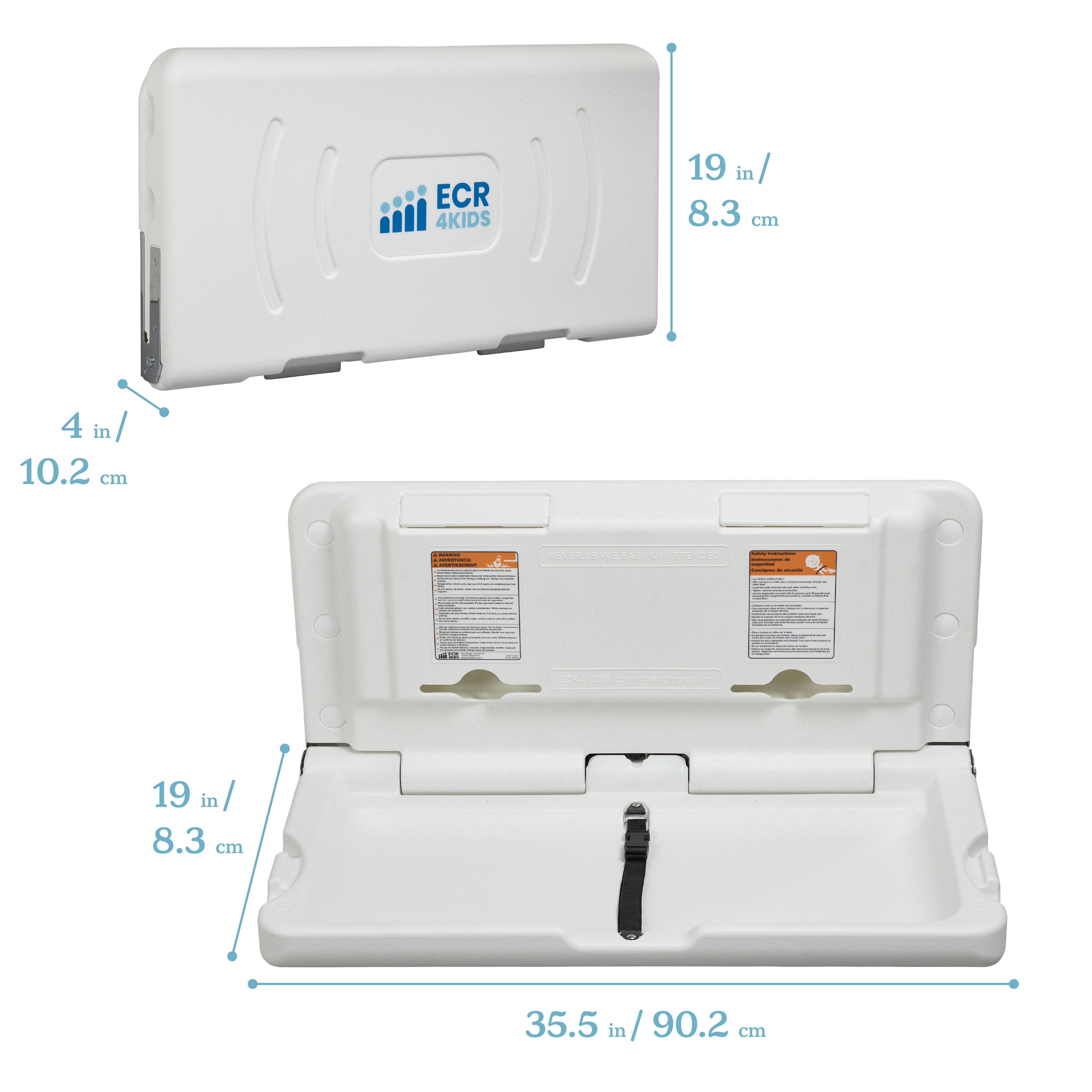 Horizontal Wall-Mounted Diaper Changing Station
