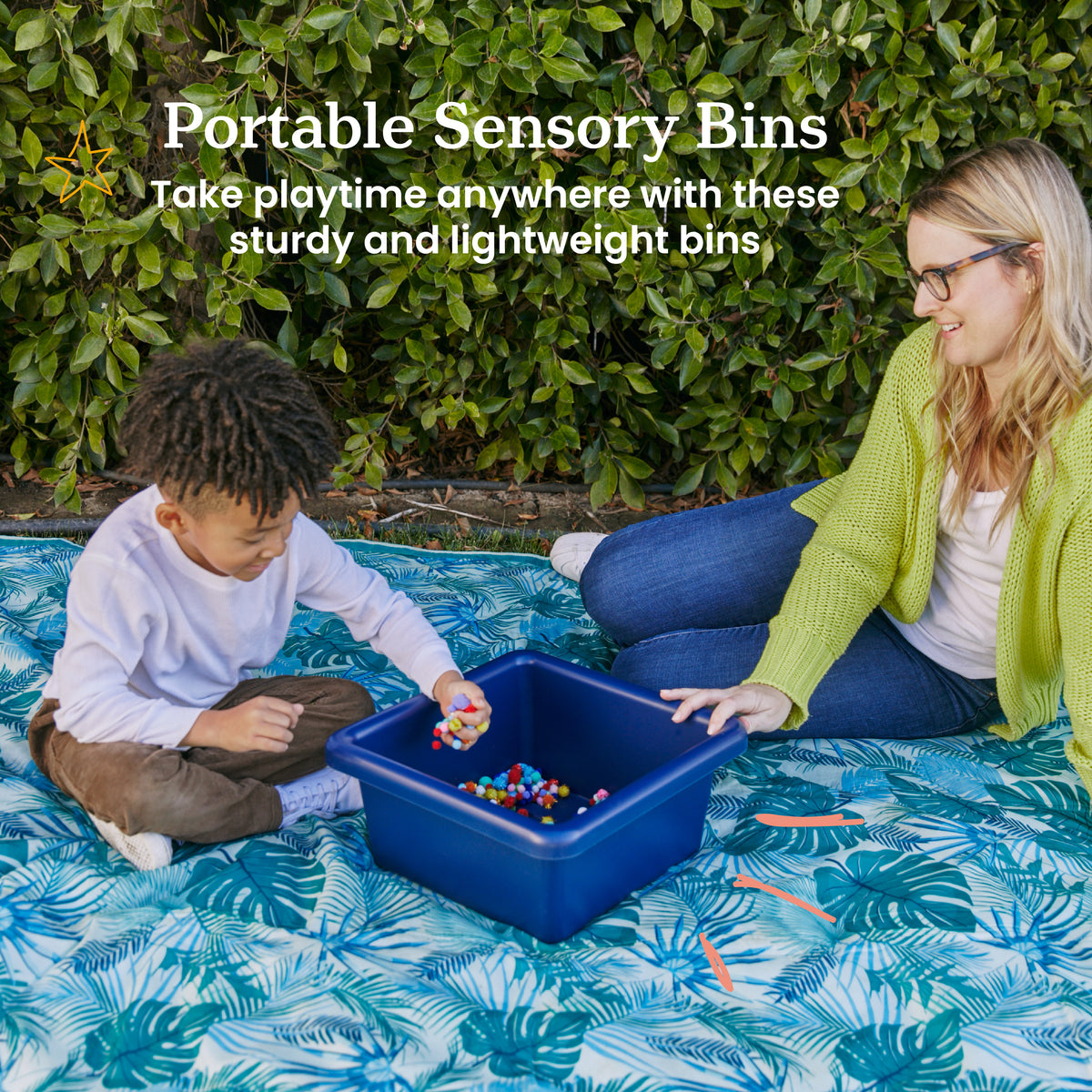 Stackable Square Bins with Non-Snap Lids, 2-Pack