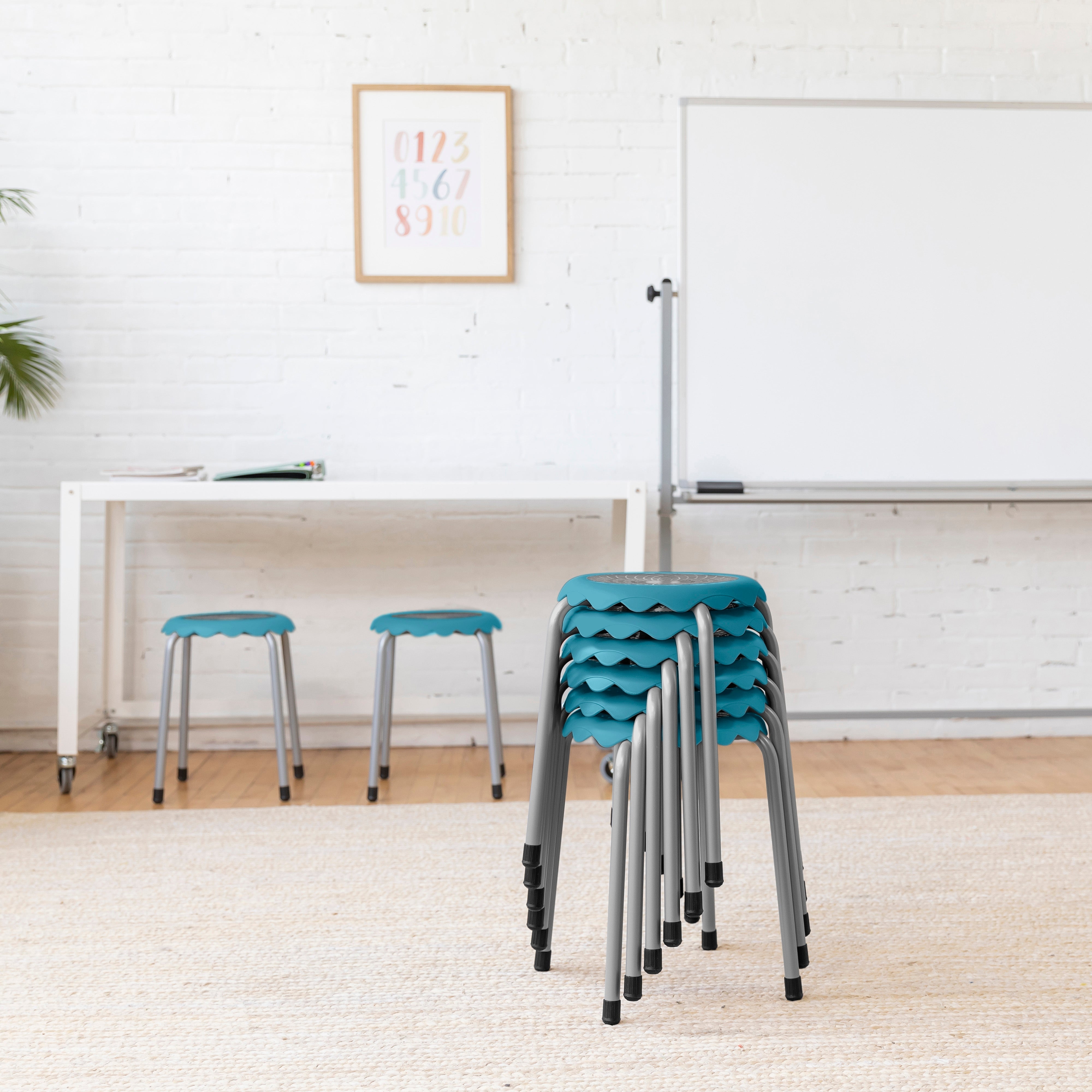 Daisy Stackable Stool with Glides Seating Set, 8-Piece