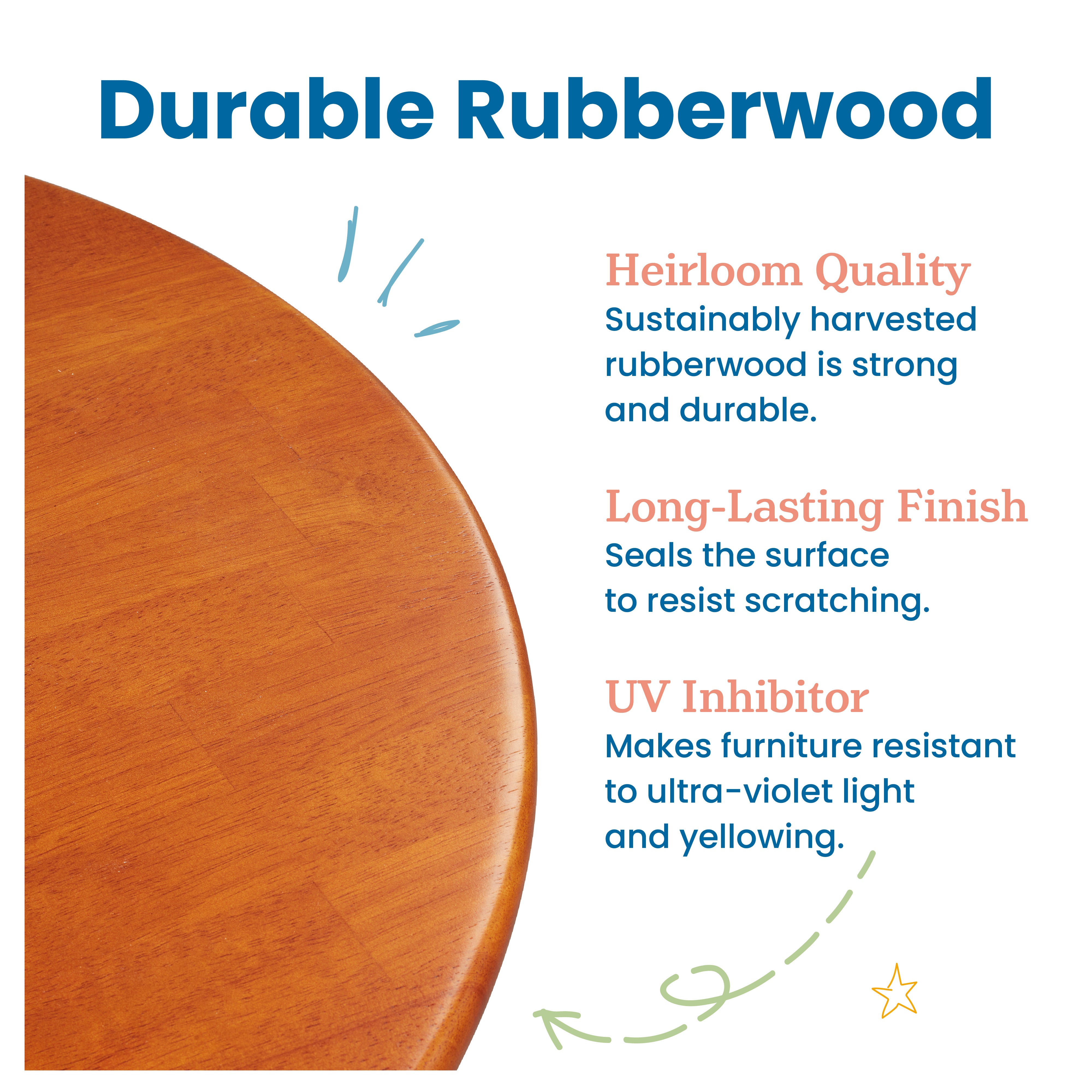 24in Square Hardwood Table with 22in Legs