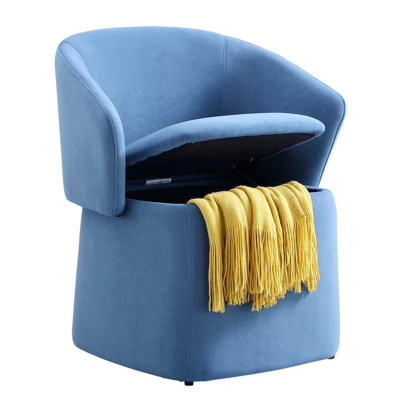 Flip-Back Vanity Stool, Upholstered Ultrasuede Chair with Adjustable Back, Ottoman with Storage
