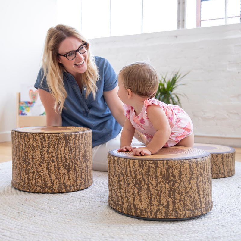 Tree Stump Stool Set, Flexible Seating, Chocolate, 3-Piece