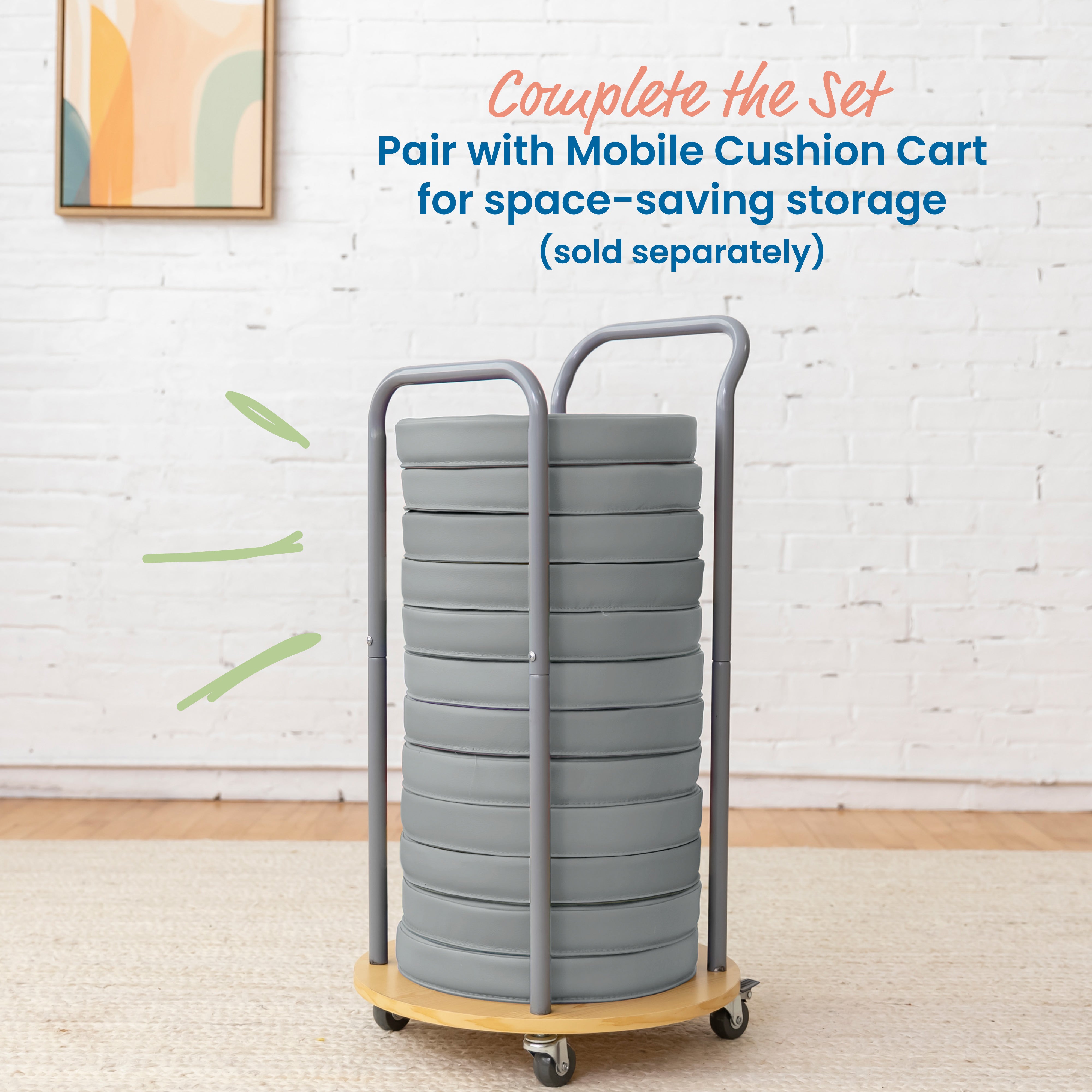 Floor Cushions, Round, 6-Piece