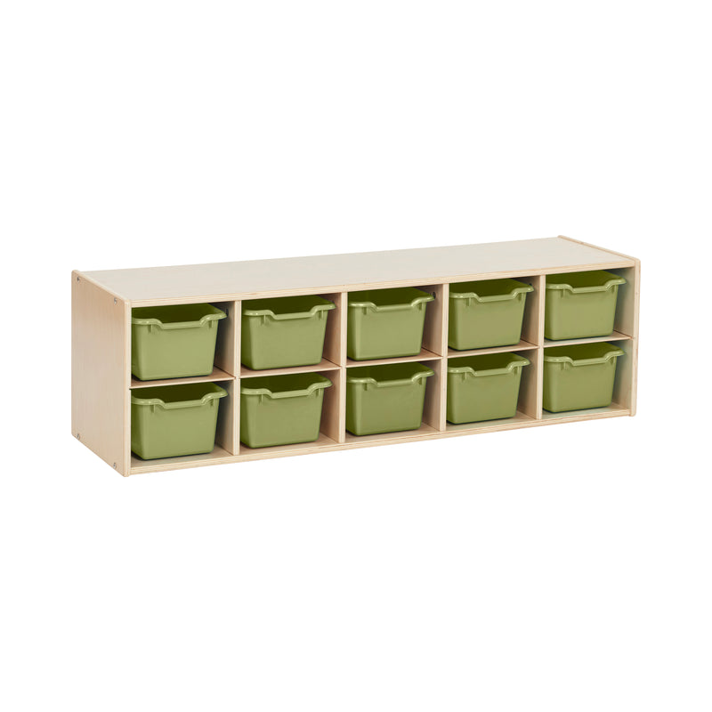 Streamline 10 Cubby Tray Cabinet with Scoop Front Storage Bins, 2x5
