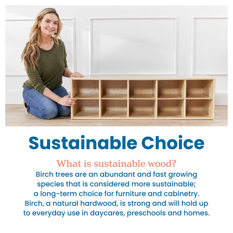 Streamline 10 Cubby Tray Storage Cabinet, 2x5, Classroom Furniture
