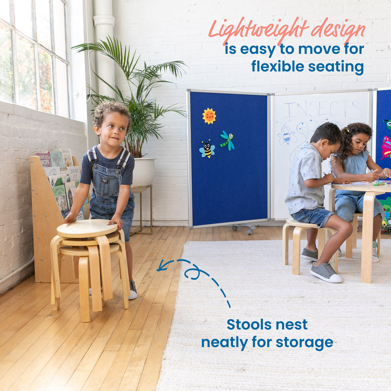 ECR4Kids Bentwood Stacking Stools for Kids, Flexible Seating, 12" Height, 6-Piece