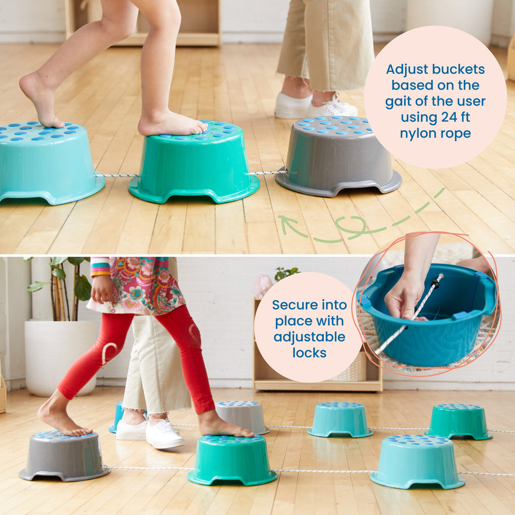 Bucket Balancing Rope Stepping Buckets with Storage Carry Bag, Non-Skid Balance Stones