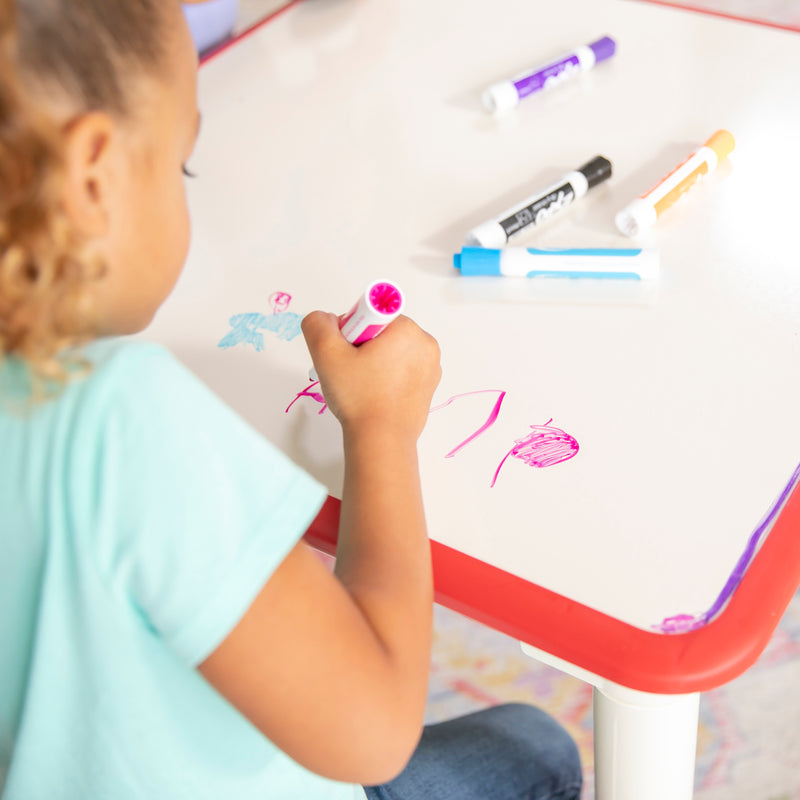 Square Dry-Erase Activity Table and 2 Adjustable Height Plastic Chairs, 3-Piece