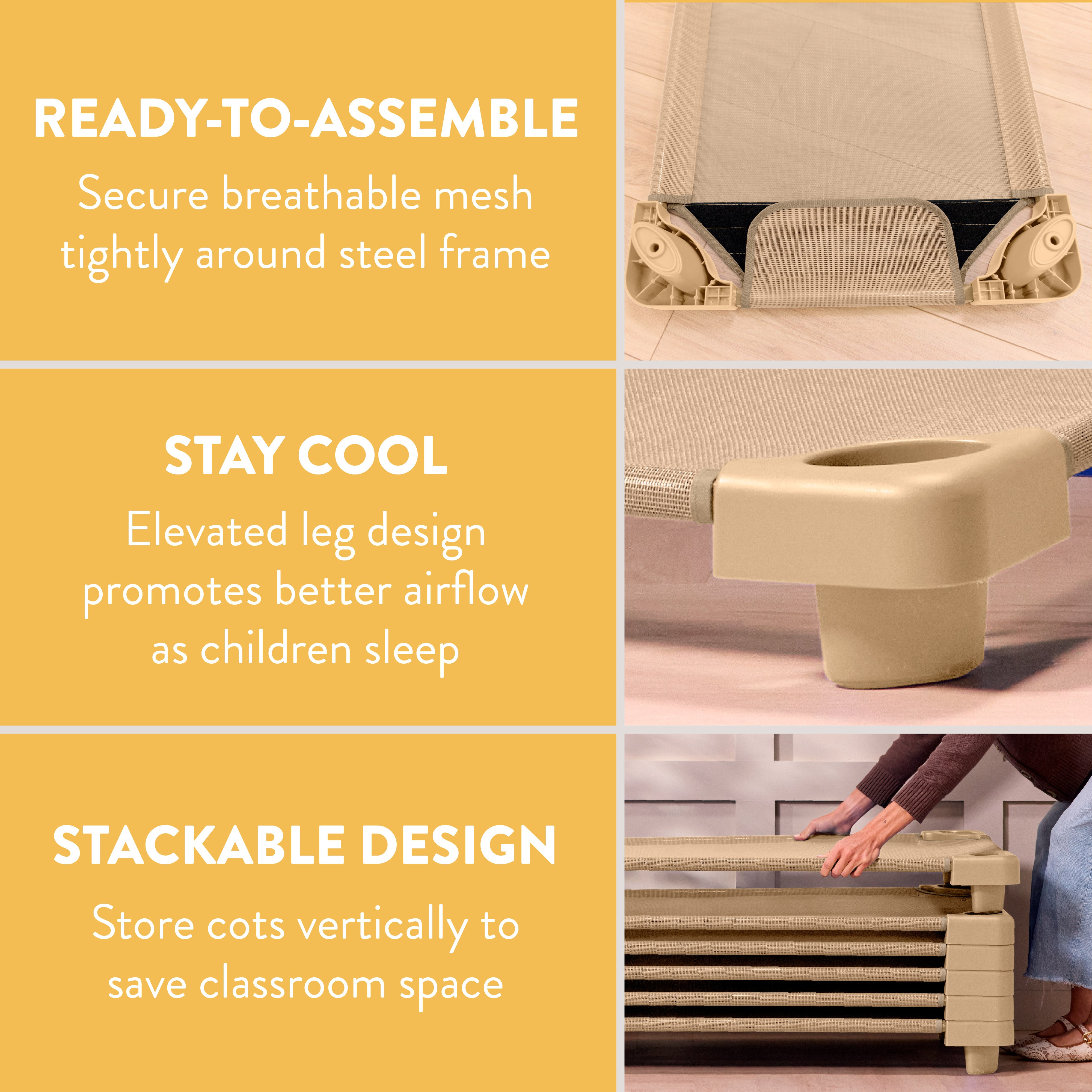 Sleepline Stackable Cots, Ready-to-Assemble, 6-Pack