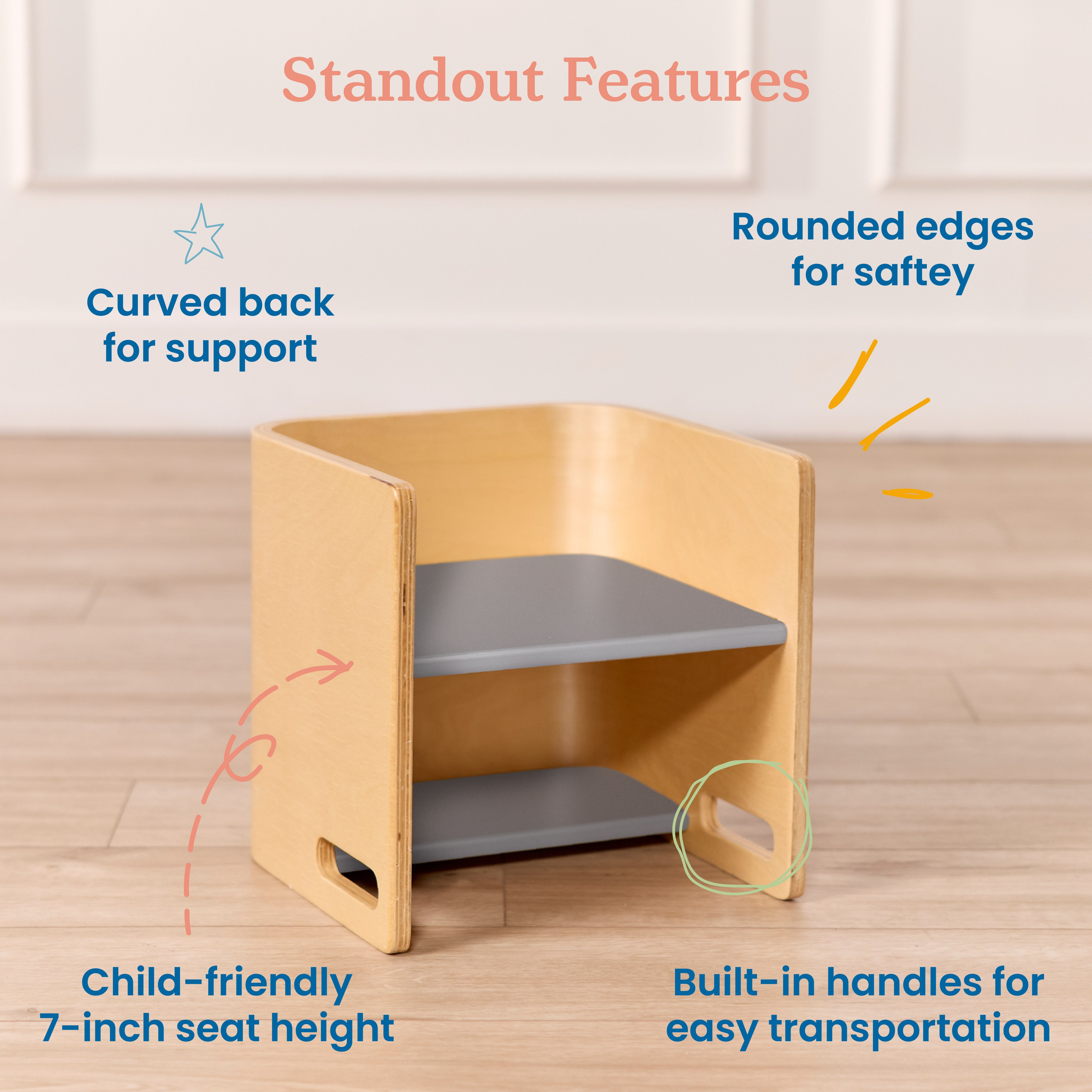 Bentwood Multipurpose Cube Chair, Kids Furniture