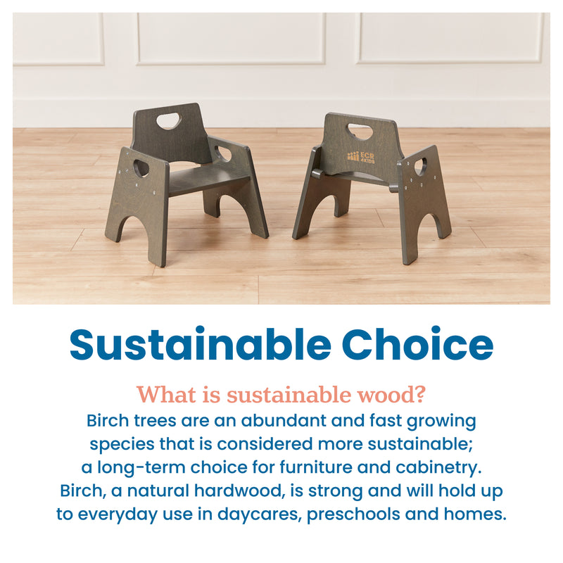 Stackable Wooden Toddler Chair, 8in, Kids Furniture, 2-Pack