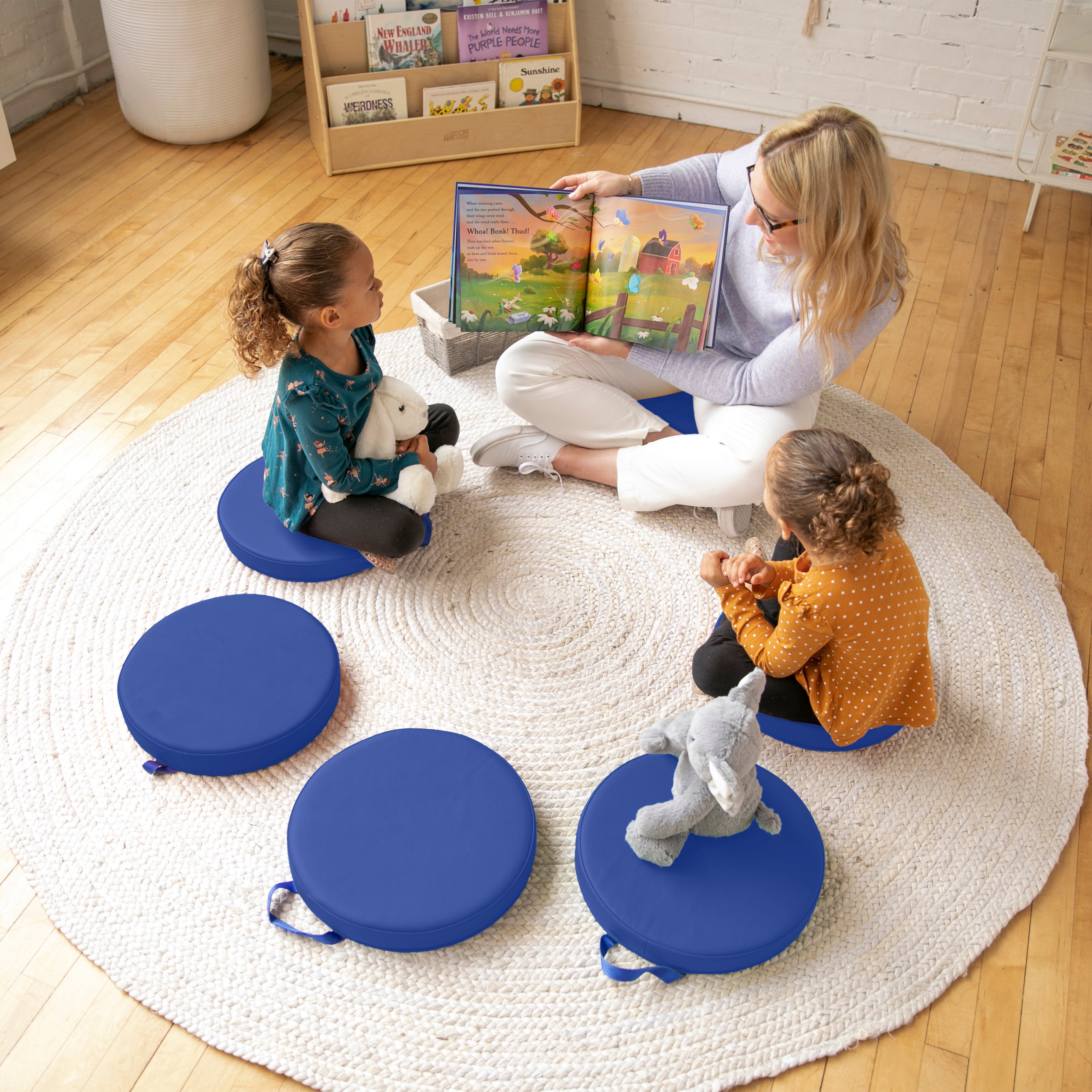 Round Floor Cushions with Handle, 6-Piece