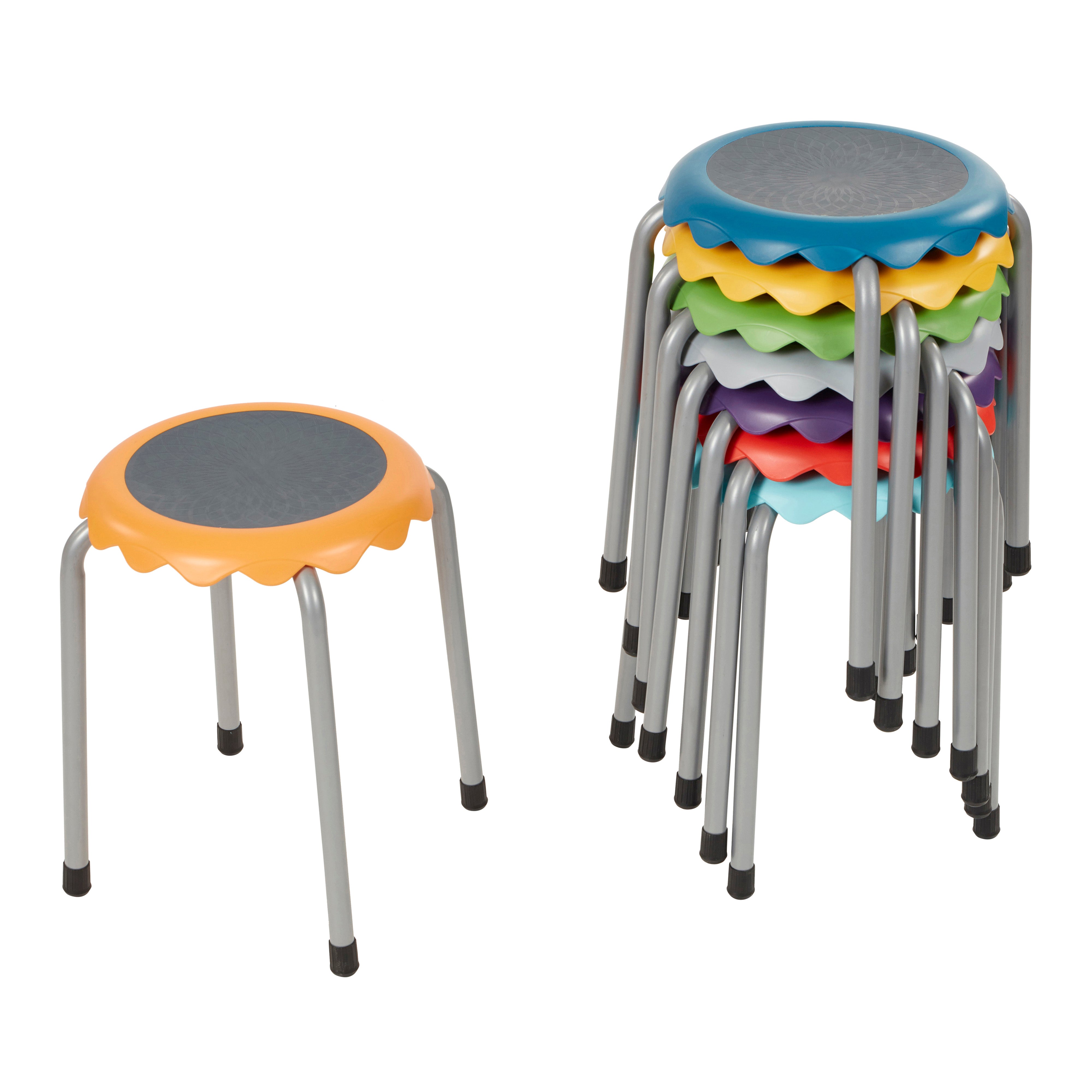 Blossom Stackable Plastic Stools, 8-Piece