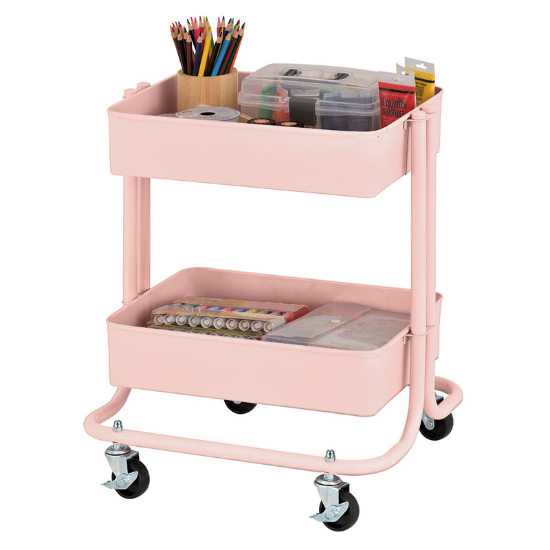 2-Tier Metal Rolling Utility Cart, Mobile Storage Organizer