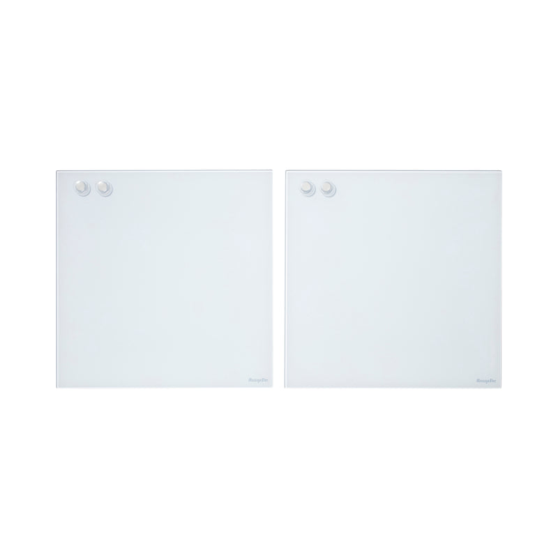 Magnetic Dry-Erase Glass Board with Magnets, 17.5in x 17.5in, Wall-Mounted Whiteboard, 2-Pack